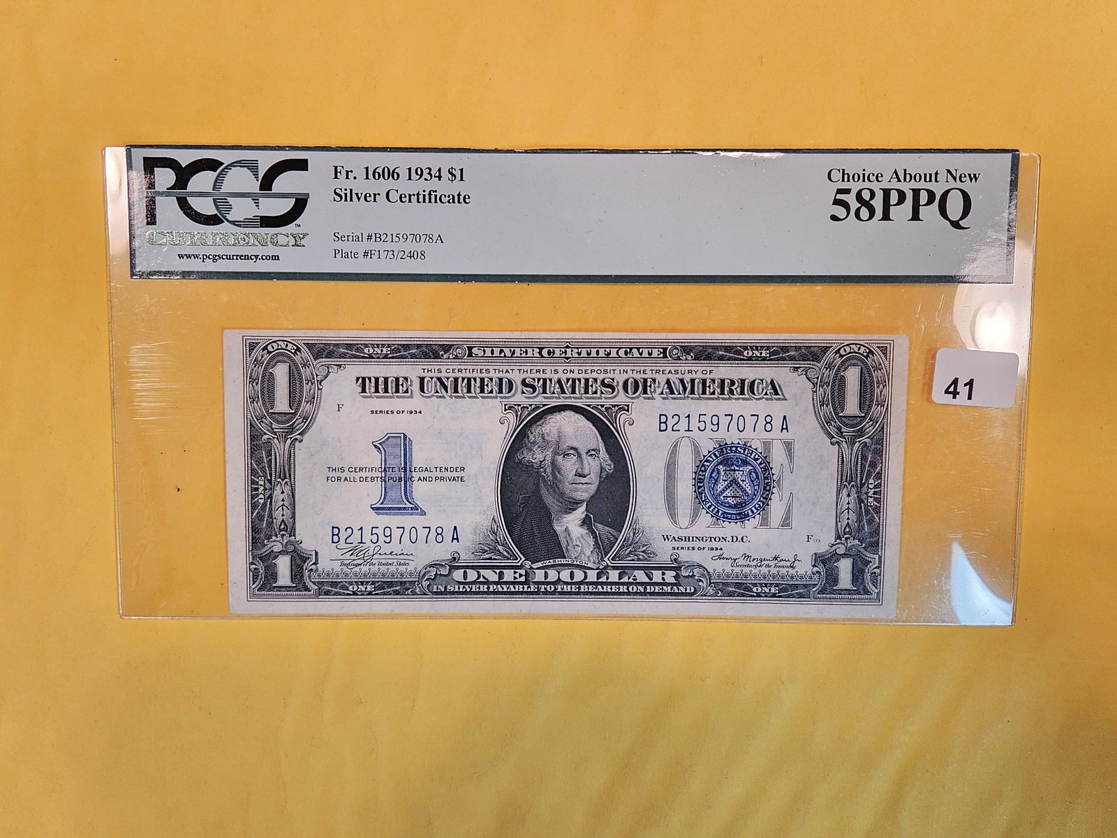 PCGS Currency 1934 One Dollar Silver Certificate in Choice About New 58 PPQ (1 of 5)