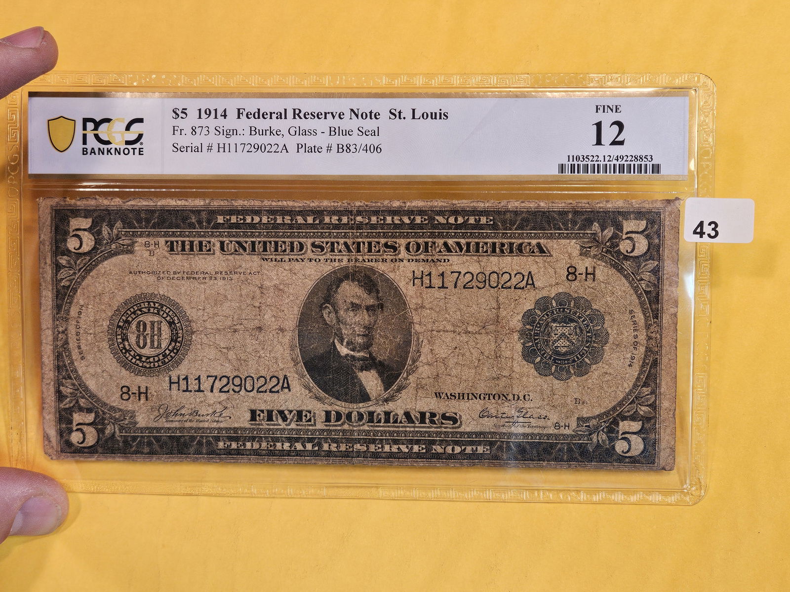 PCGS BankNote 1914 Five Dollar Federal Reserve Note in Fine - 12 (1 of 4)