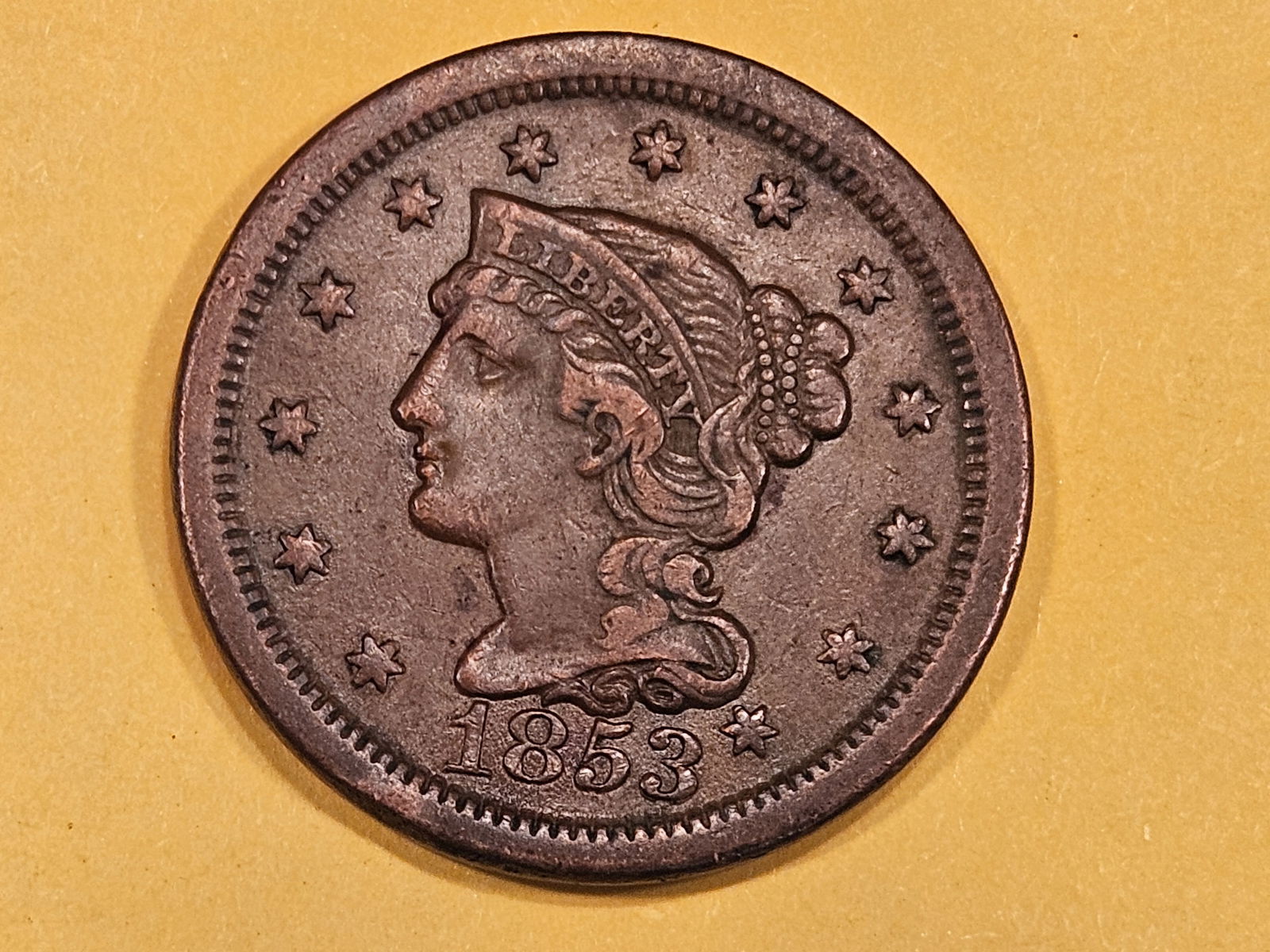 1853 Braided Hair Large Cent (1 of 4)