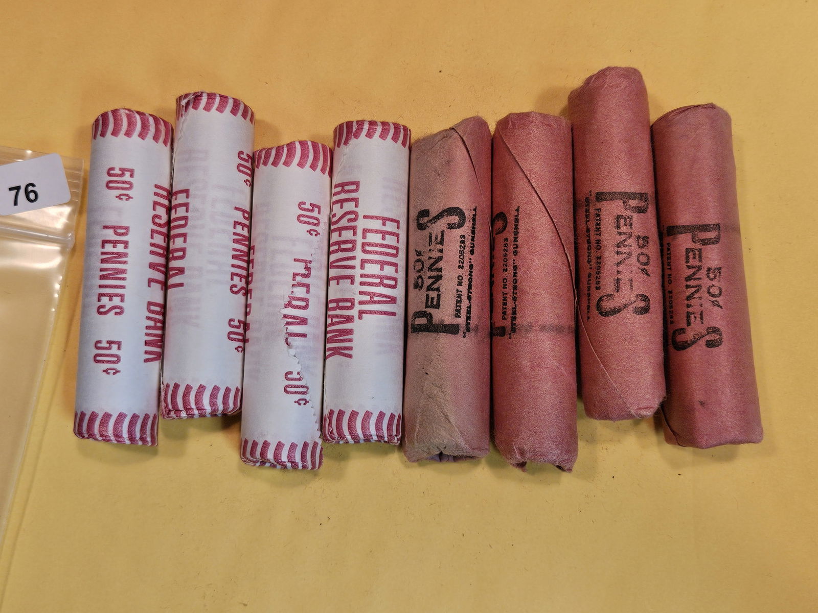 Eight wrapped rolls of Lincoln Cents (1 of 3)
