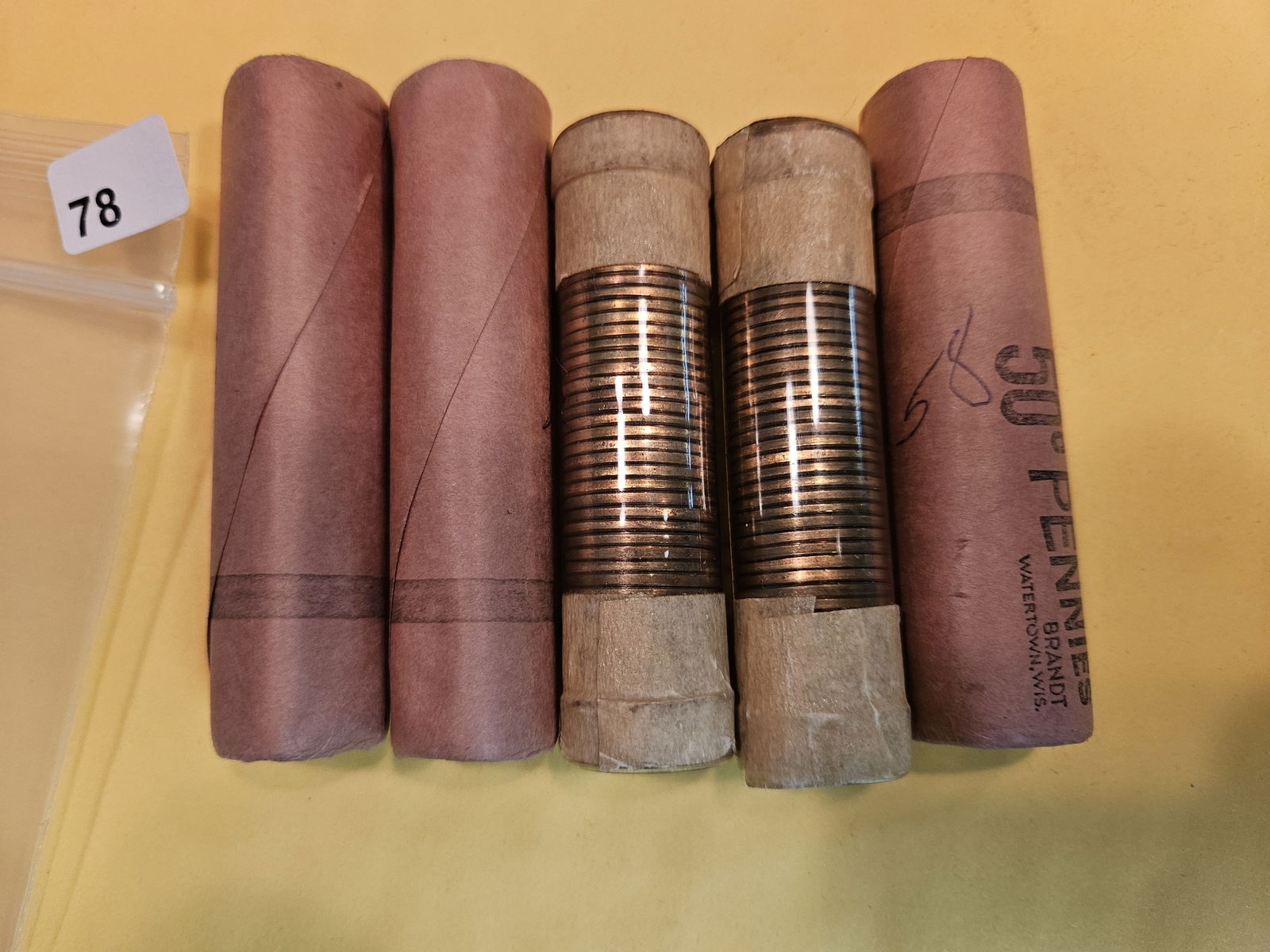 Five Brilliant Uncirculated RED Rolls of Wheat cents (1 of 2)