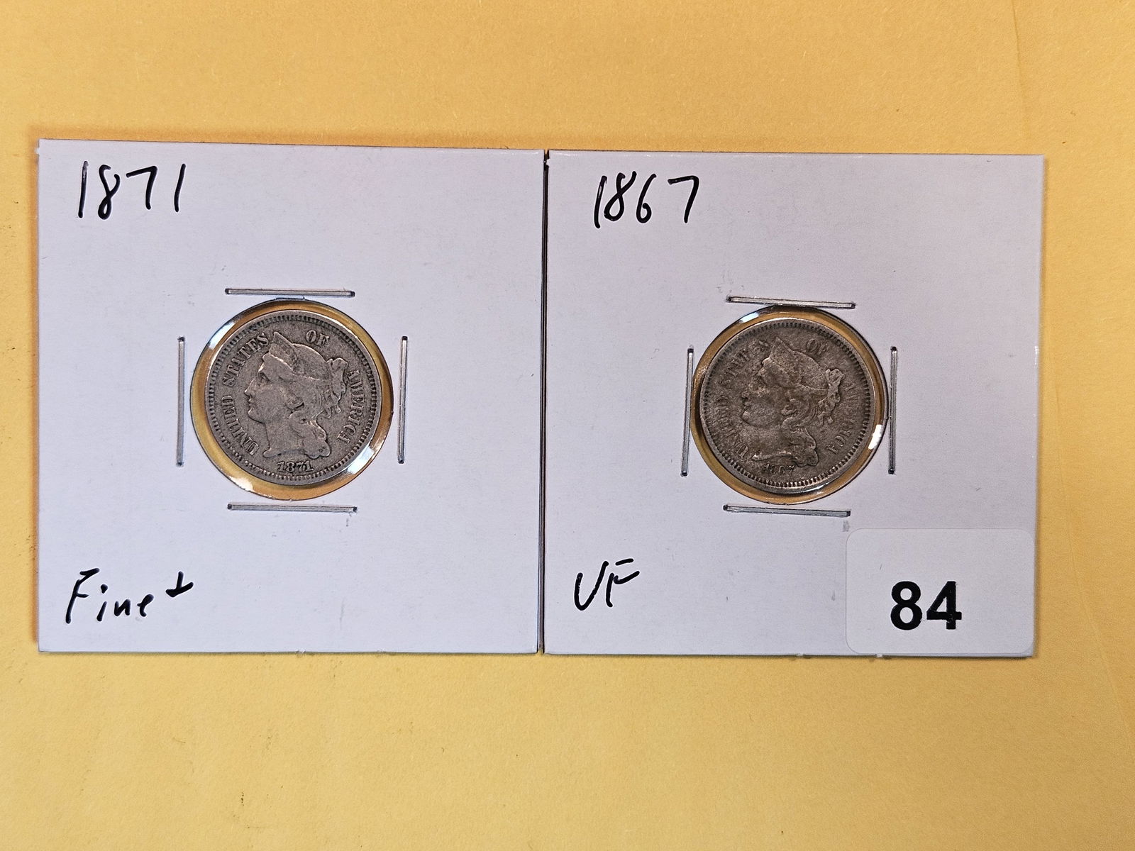 1871 and 1867 Three Cent Nickels (1 of 5)