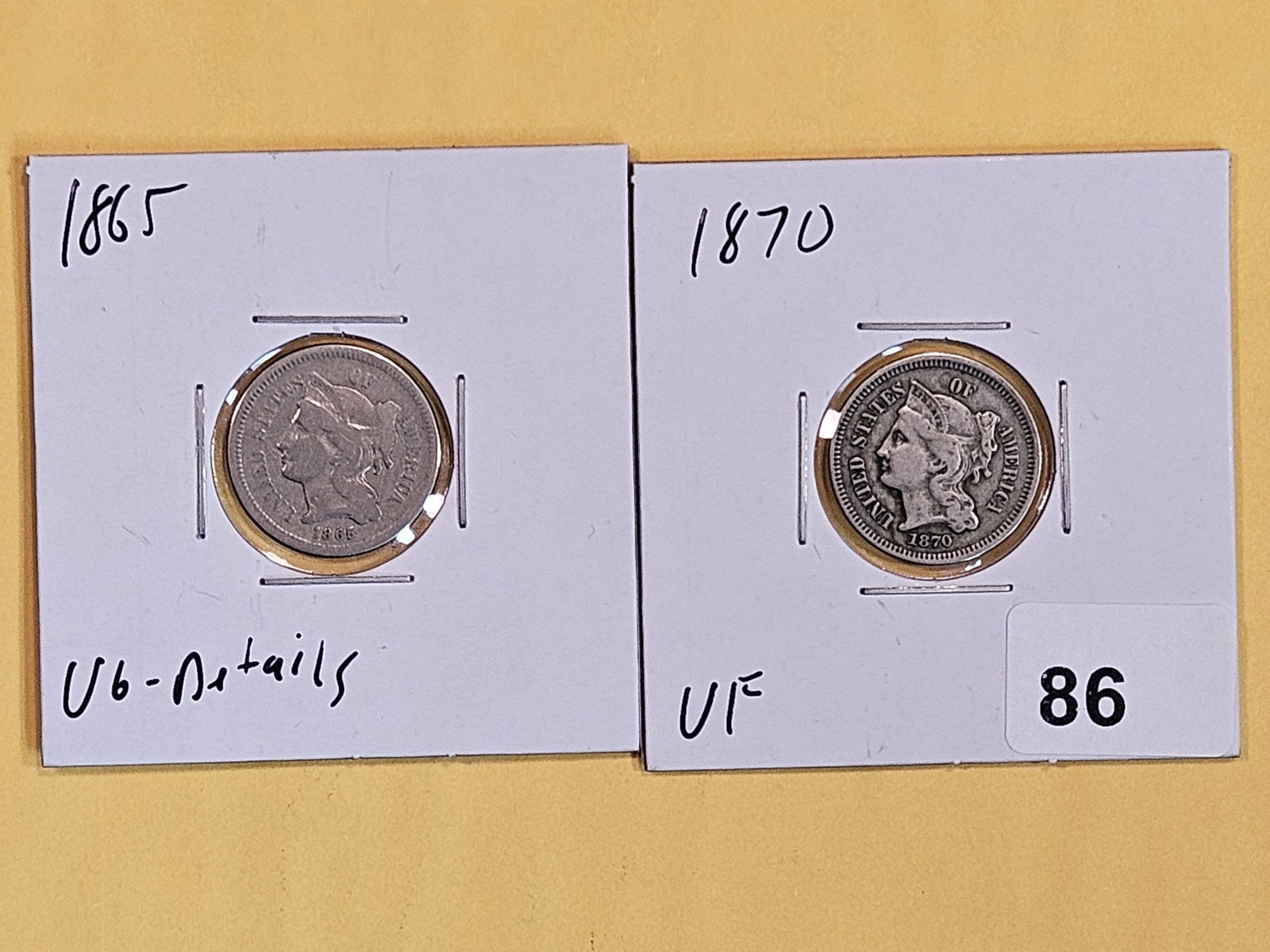 1865 and 1870 Three Cent Nickels (1 of 5)
