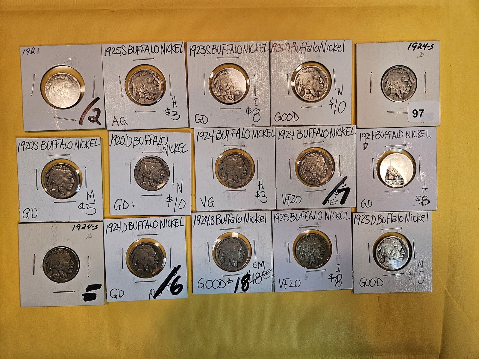 Fifteen Mixed Buffalo Nickels (1 of 5)