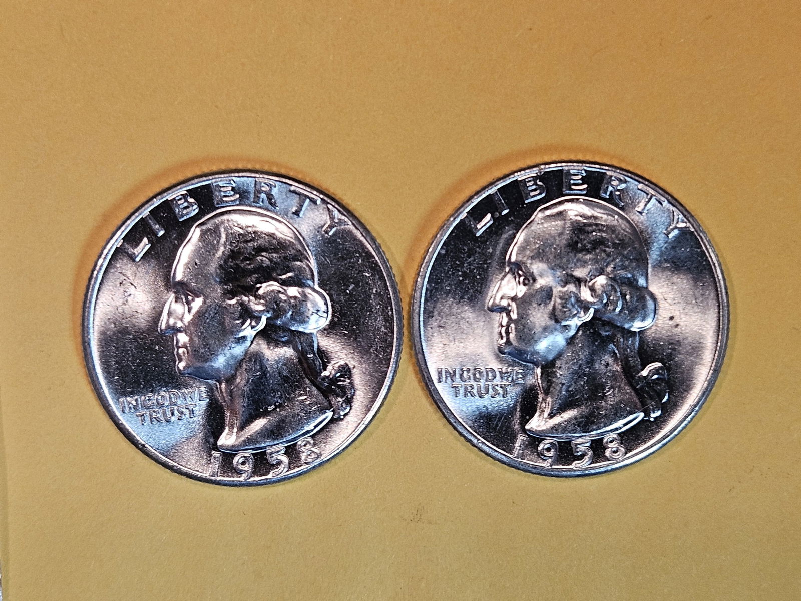 Two GEM Brilliant Uncirculated 1958 Washington Quarters (1 of 7)