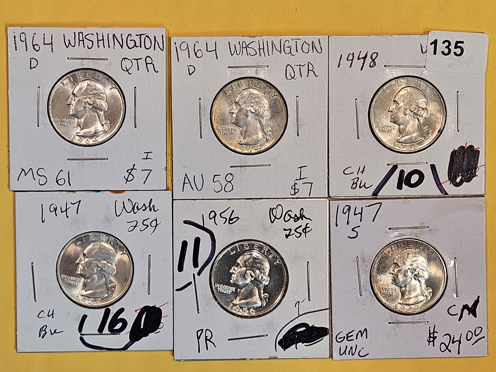 Six nicer mixed silver Washington Quarters (1 of 3)