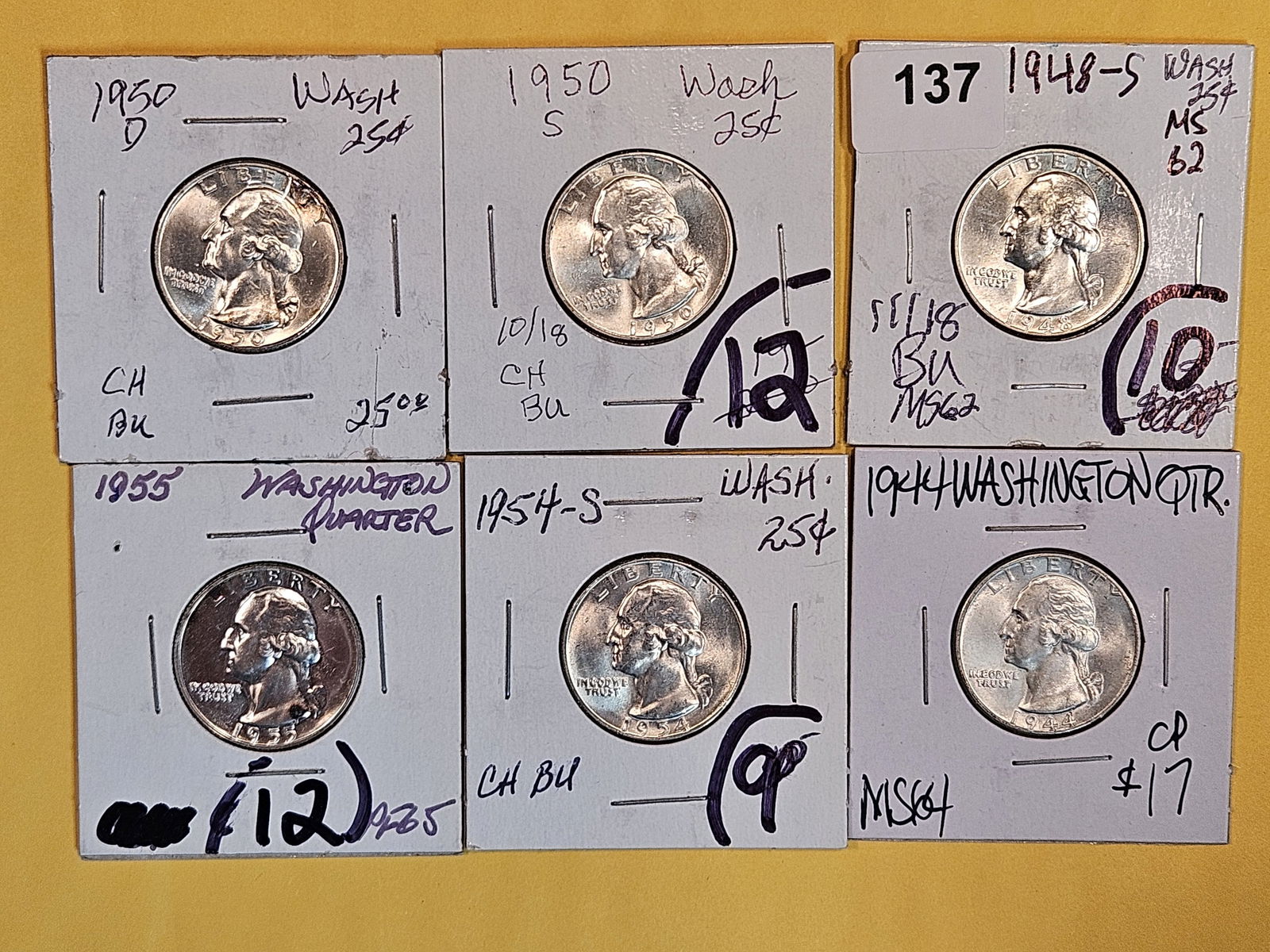 Six nicer mixed silver Washington Quarters (1 of 3)