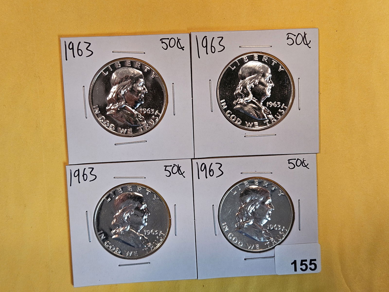 Four GEM Proof Franklin Silver Half Dollars (1 of 2)