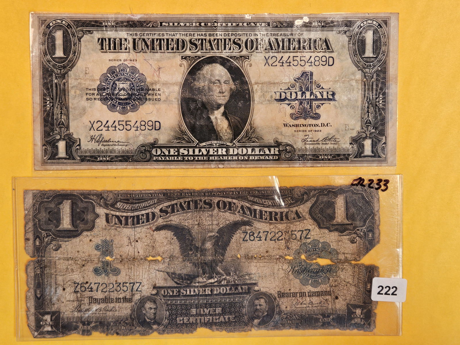 Two One Dollar Large Size Silver Certificates (1 of 2)