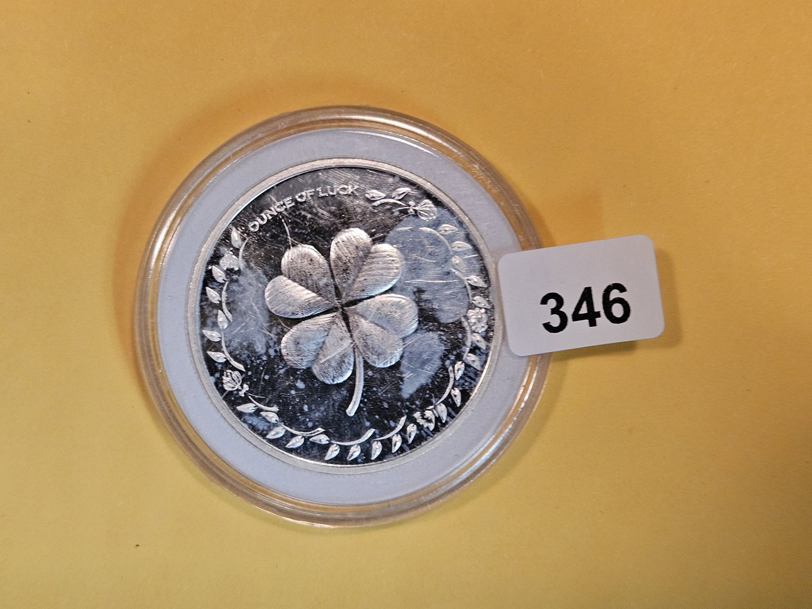 One Troy ounce .999 fine silver proof art round: Lucky