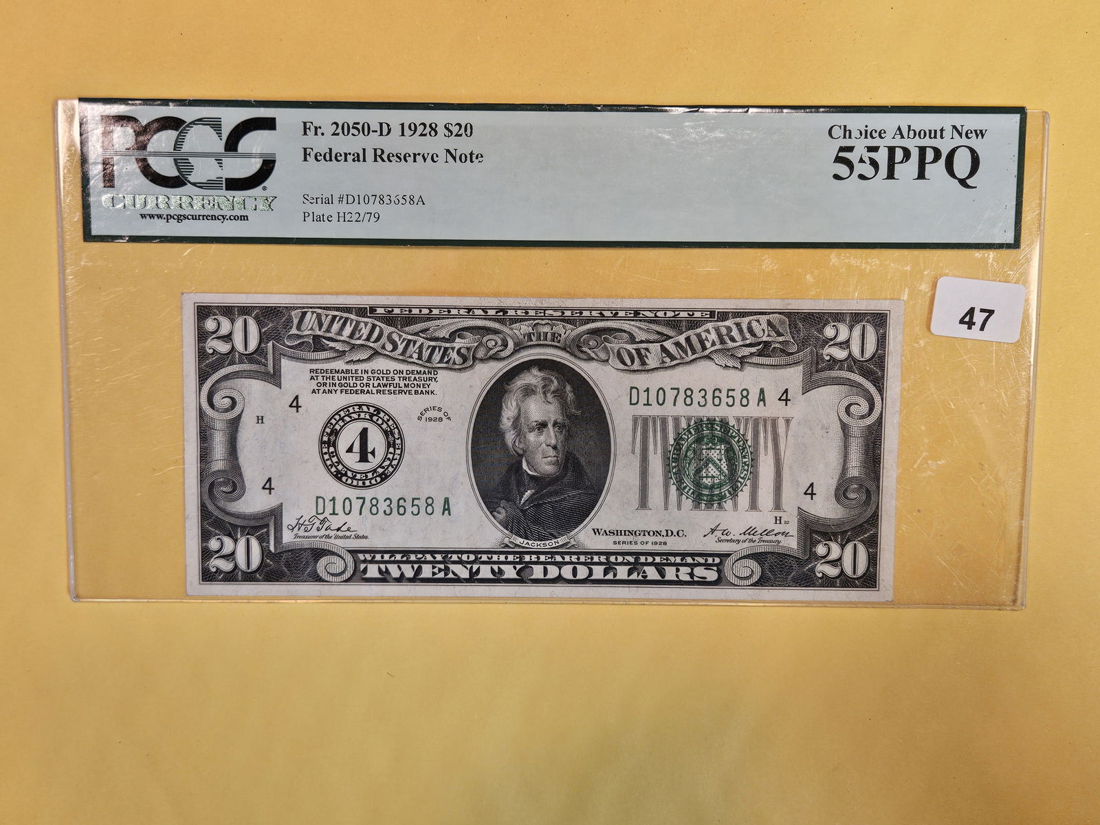 PCGS Currency 1928 Twenty Dollar Federal Reserve Note in Choice About New 55 PPQ (1 of 4)