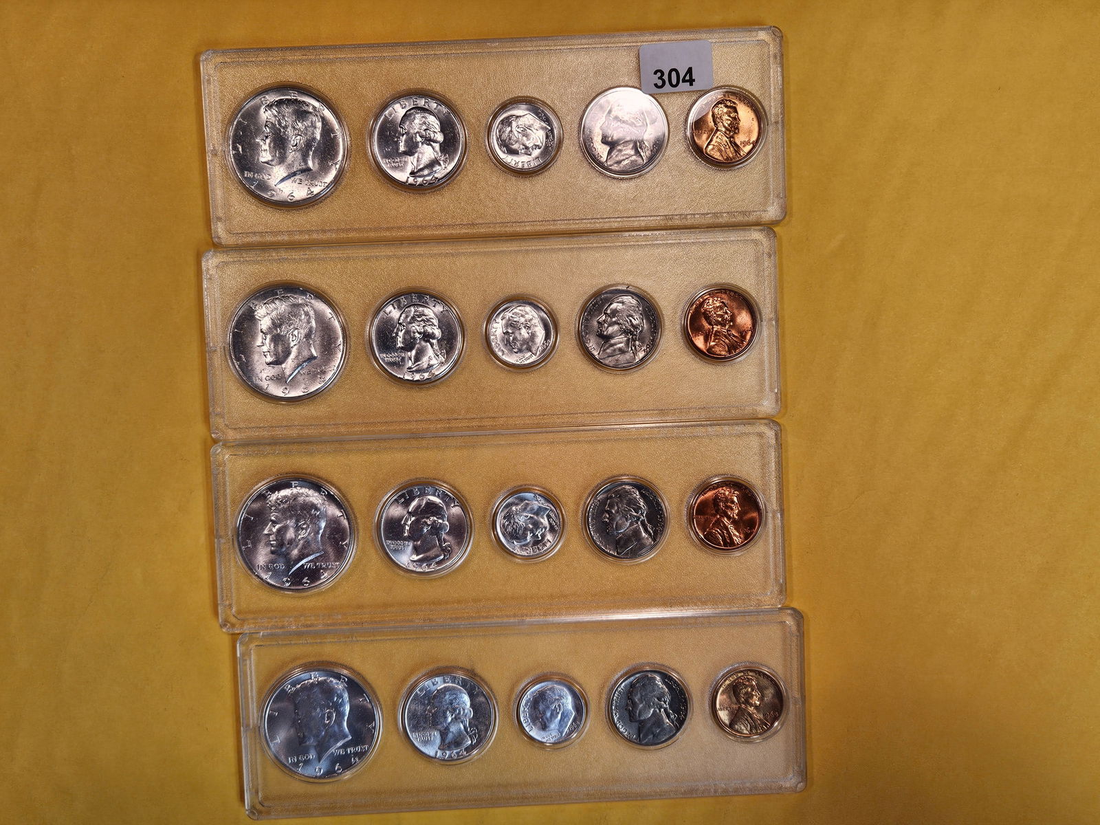 Four BU 1964 Silver Coin Sets (1 of 4)