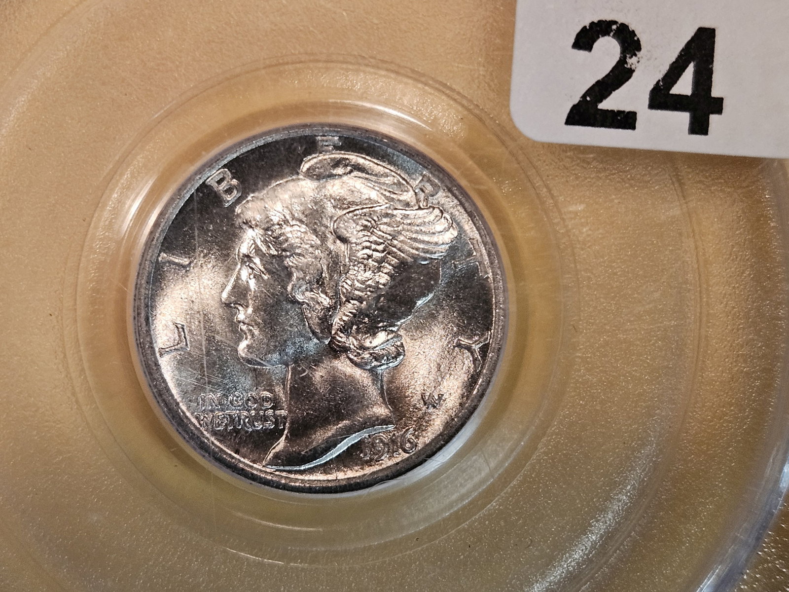 PCGS 1916 Mercury dime in Mint State 63 FB (1 of 4)