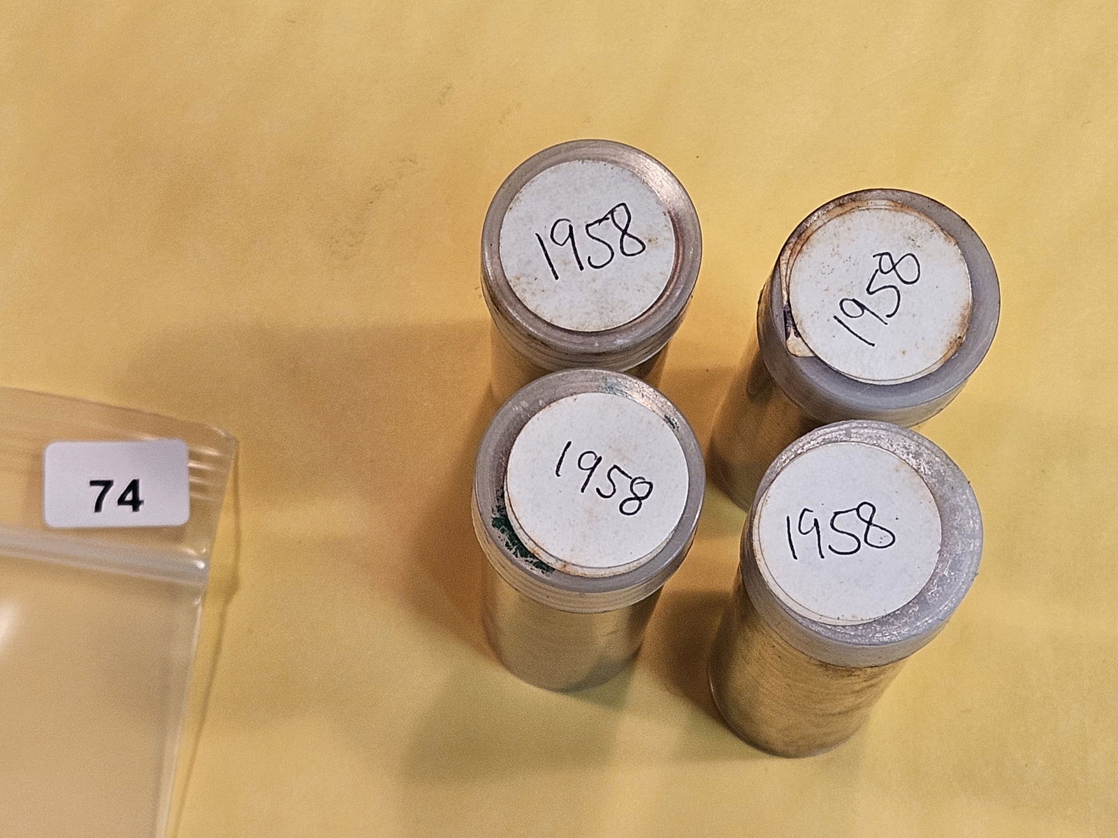 Four Brilliant Red Uncirculated rolls of 1958 Wheat cents (1 of 2)