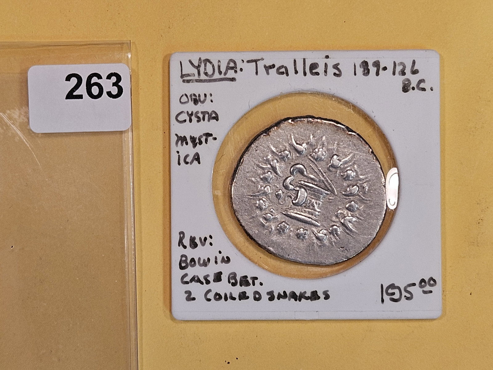 ANCIENT! Lydia Tralleis 189 - 126 BC: Two coiled snakes reverse