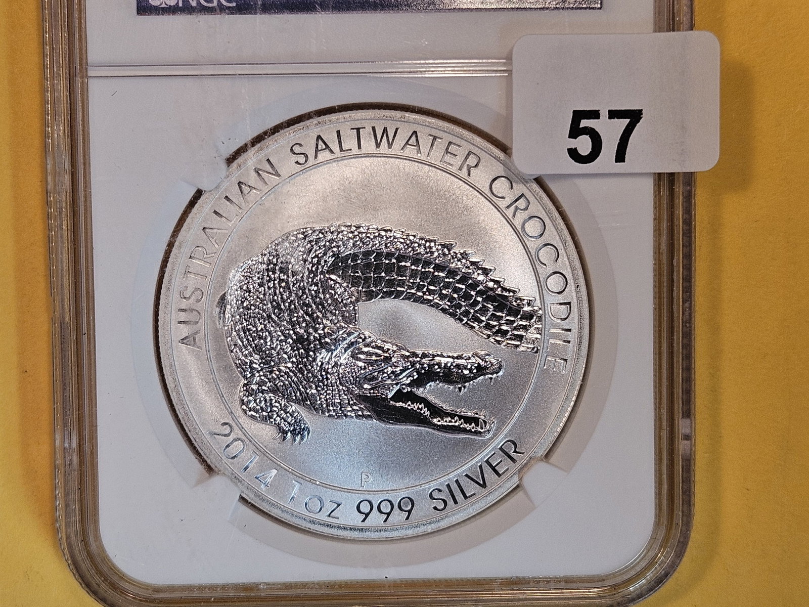 PERFECT! NGC 2014-P Australia silver Dollar in Mint State 70: Saltwater Crocodile