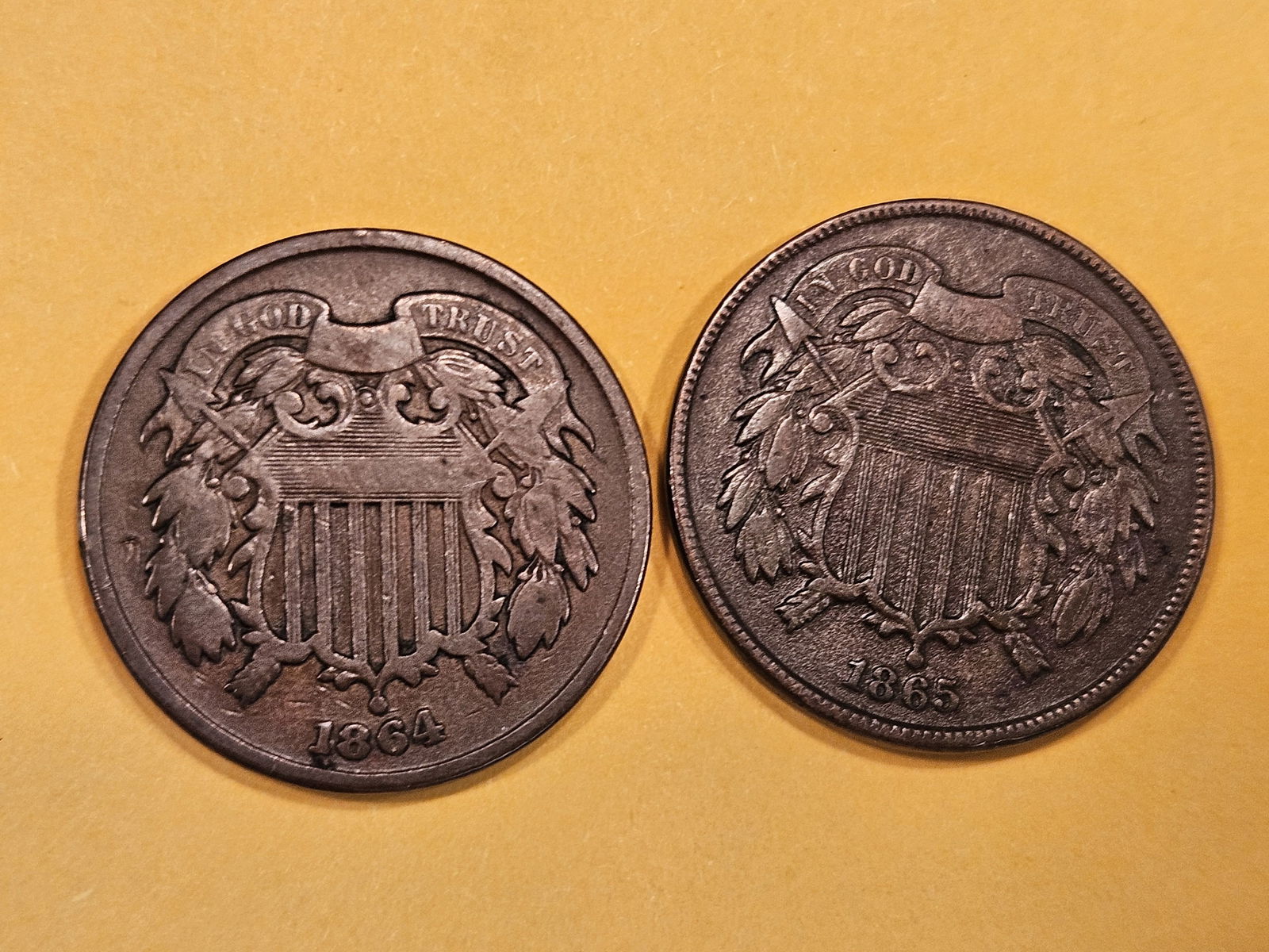 Two 2-Cent pieces in Very Fine (1 of 3)