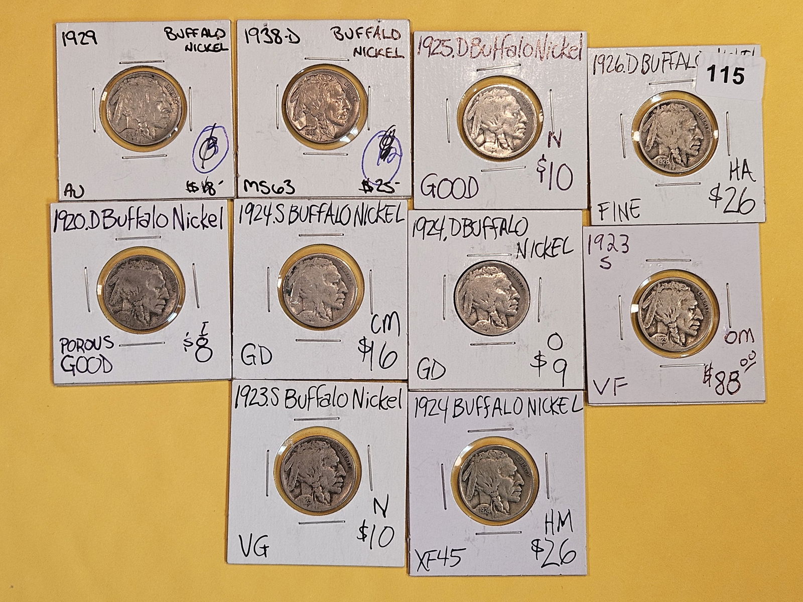 Ten mixed Buffalo Nickels (1 of 5)