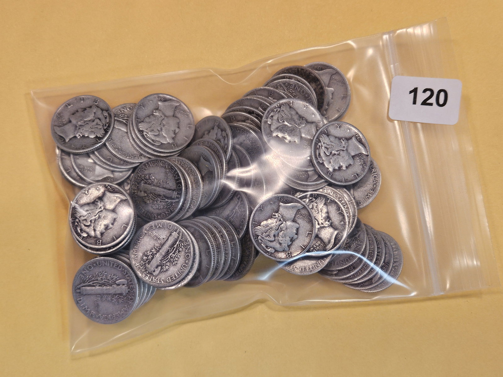 One Hundred Mercury Dimes (1 of 1)