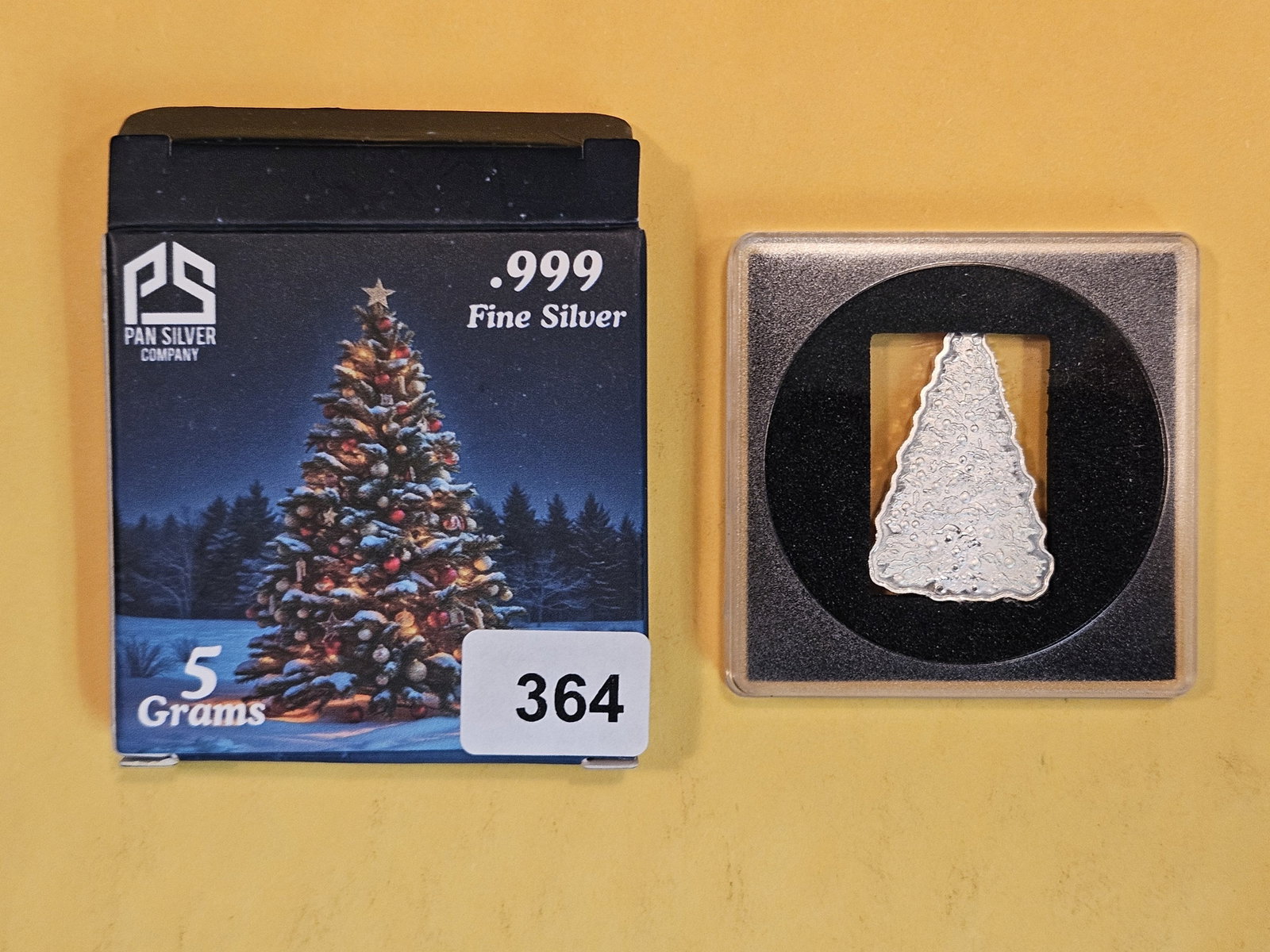 Pan Silver Company .999 fine silver art piece: Christmas tree. In original packaging. 5 grams