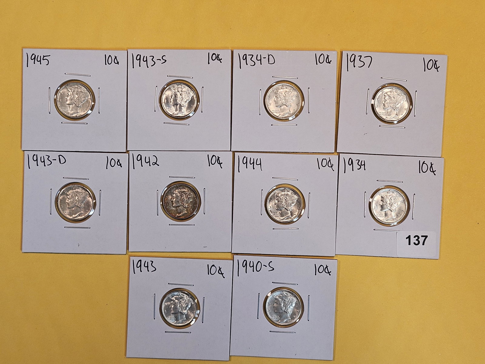 Ten mixed silver Mercury Dimes (1 of 6)