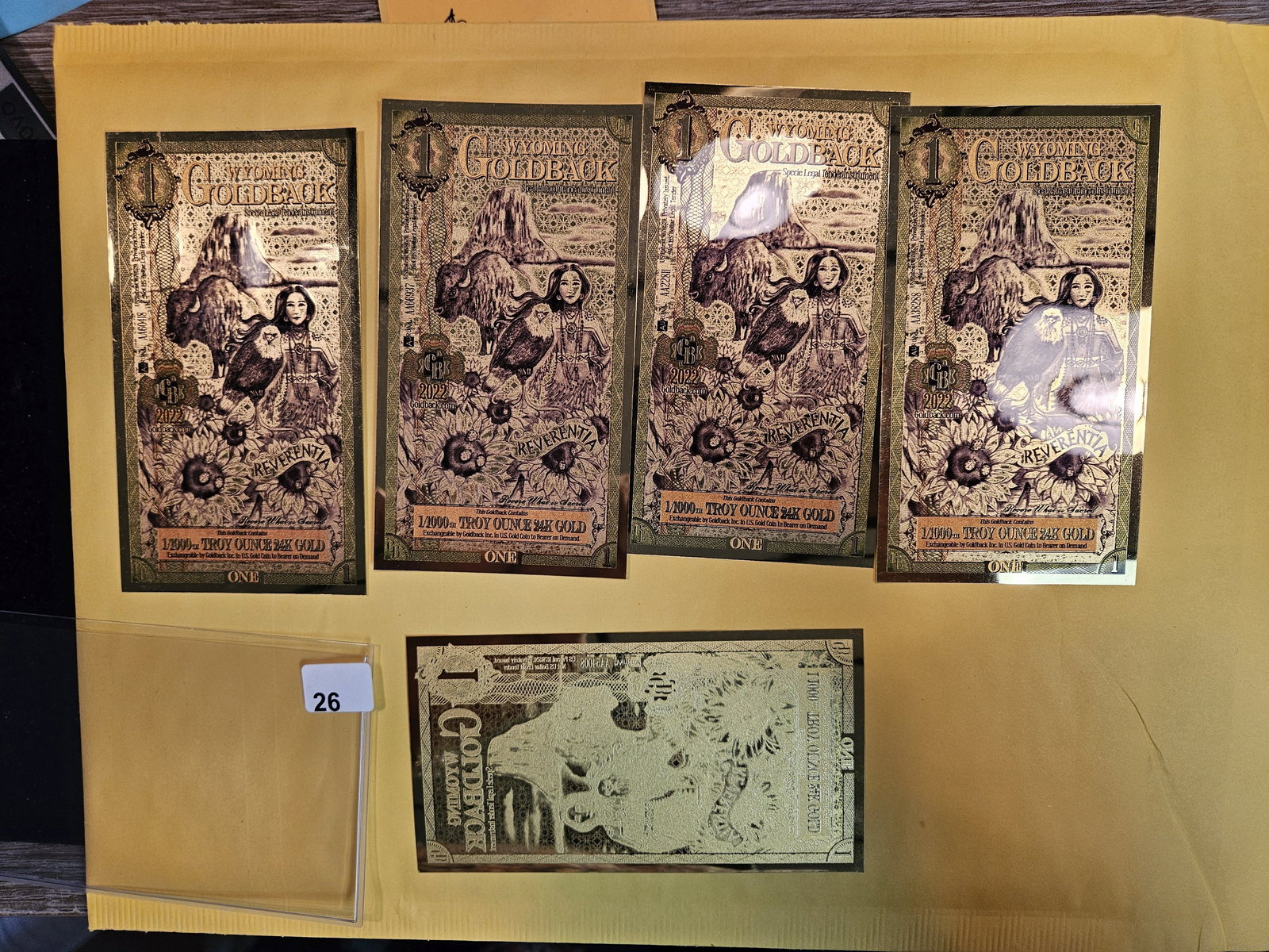 GOLD! Five Wyoming One Goldbacks (1 of 1)