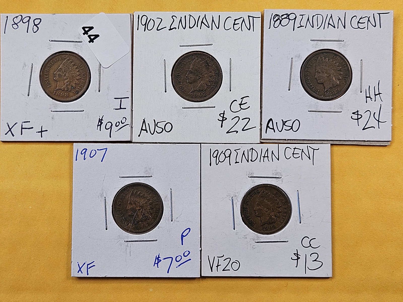 Five Indian Head Cents (1 of 7)