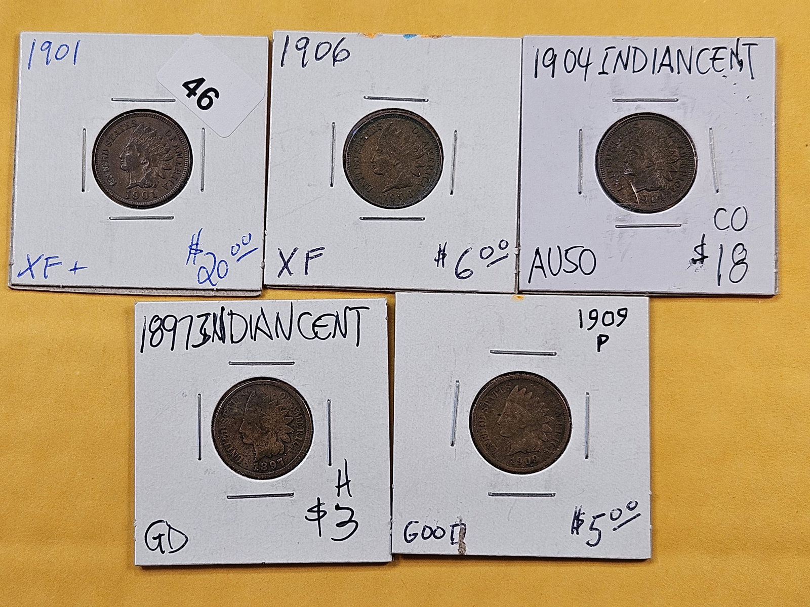 Five Indian Head Cents (1 of 7)