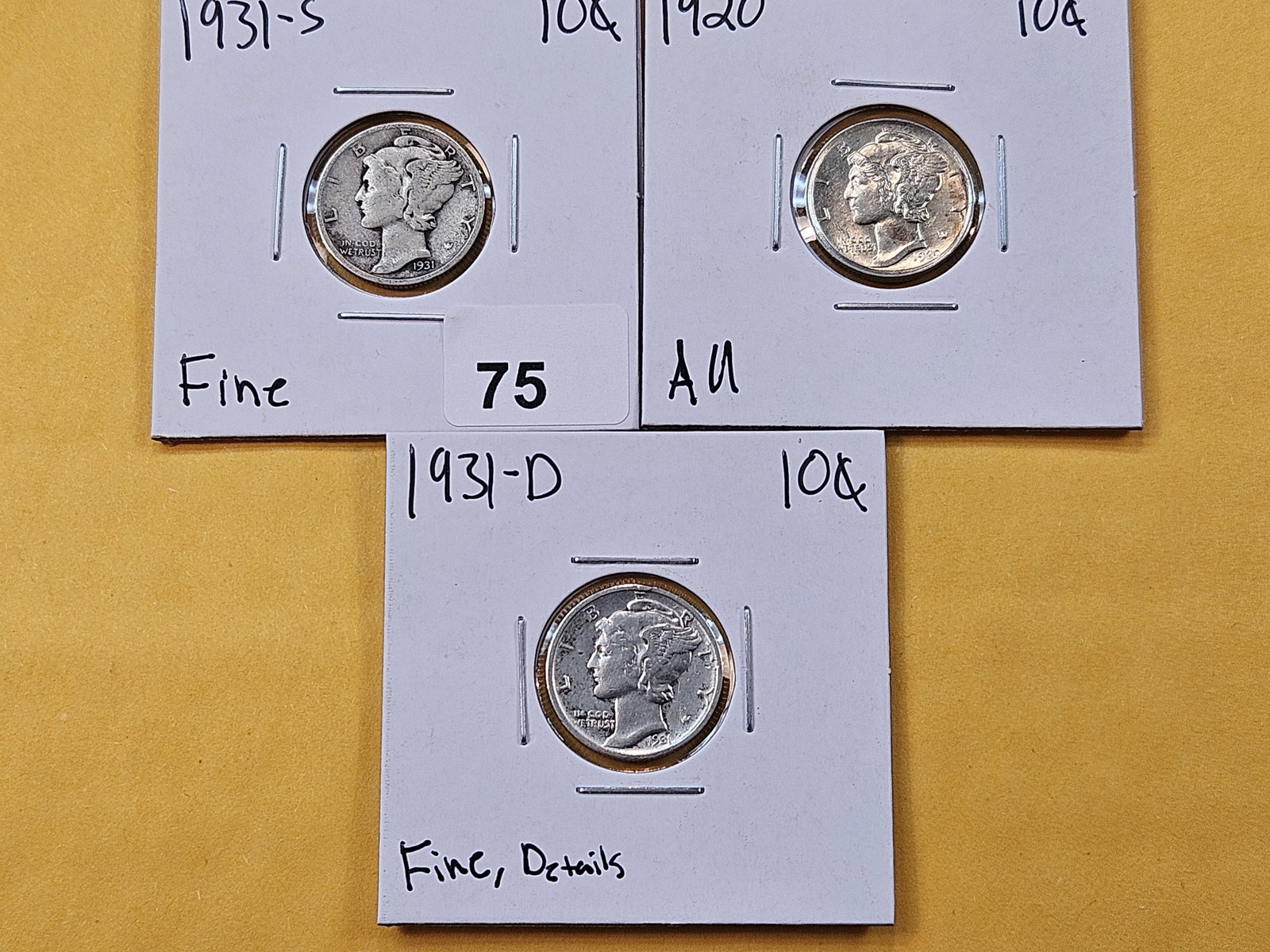 Three Mercury Silver Dimes (1 of 8)