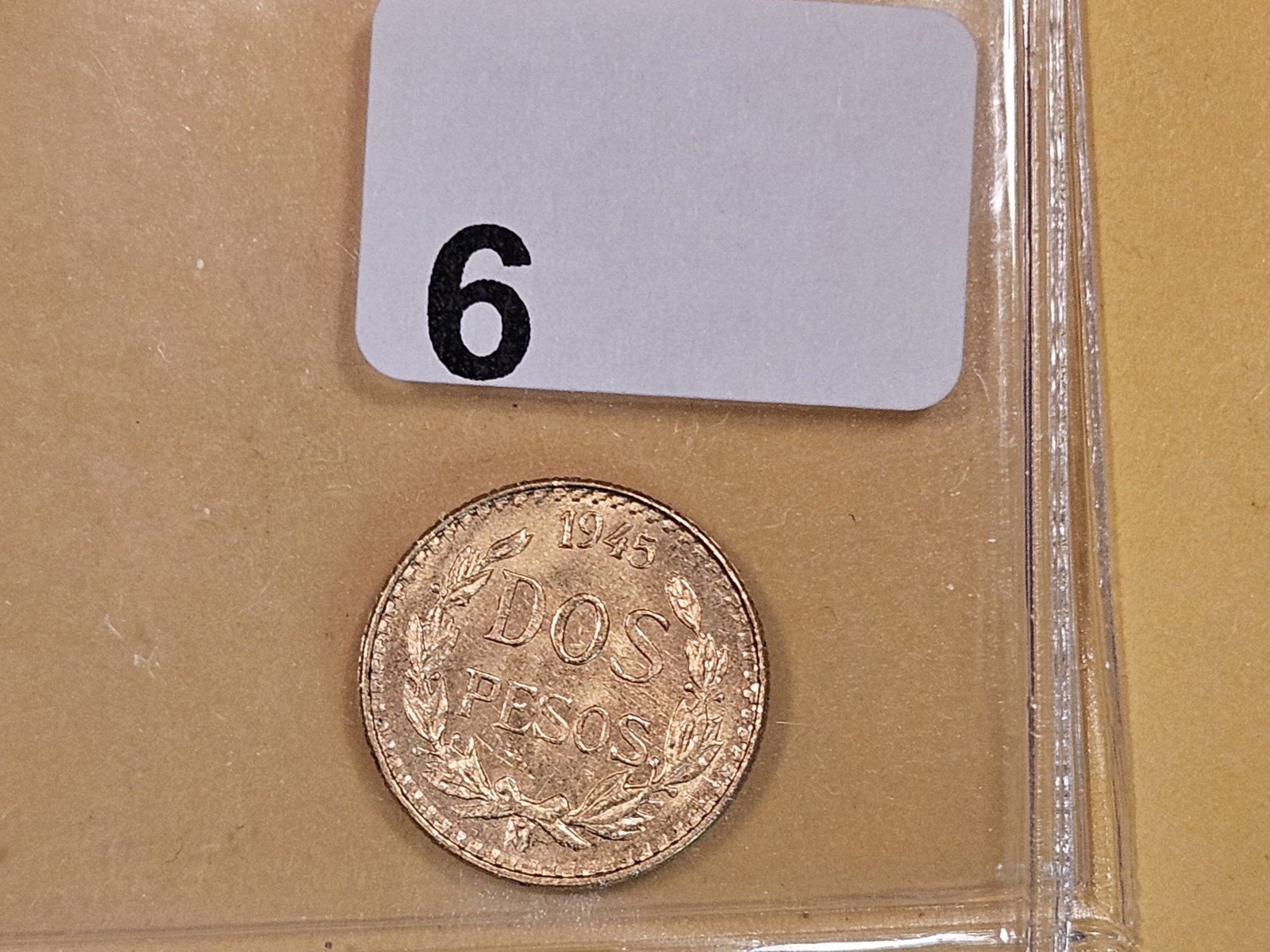 GOLD! Brilliant Uncirculated 1945 Mexico Gold dos pesos: KM # 461