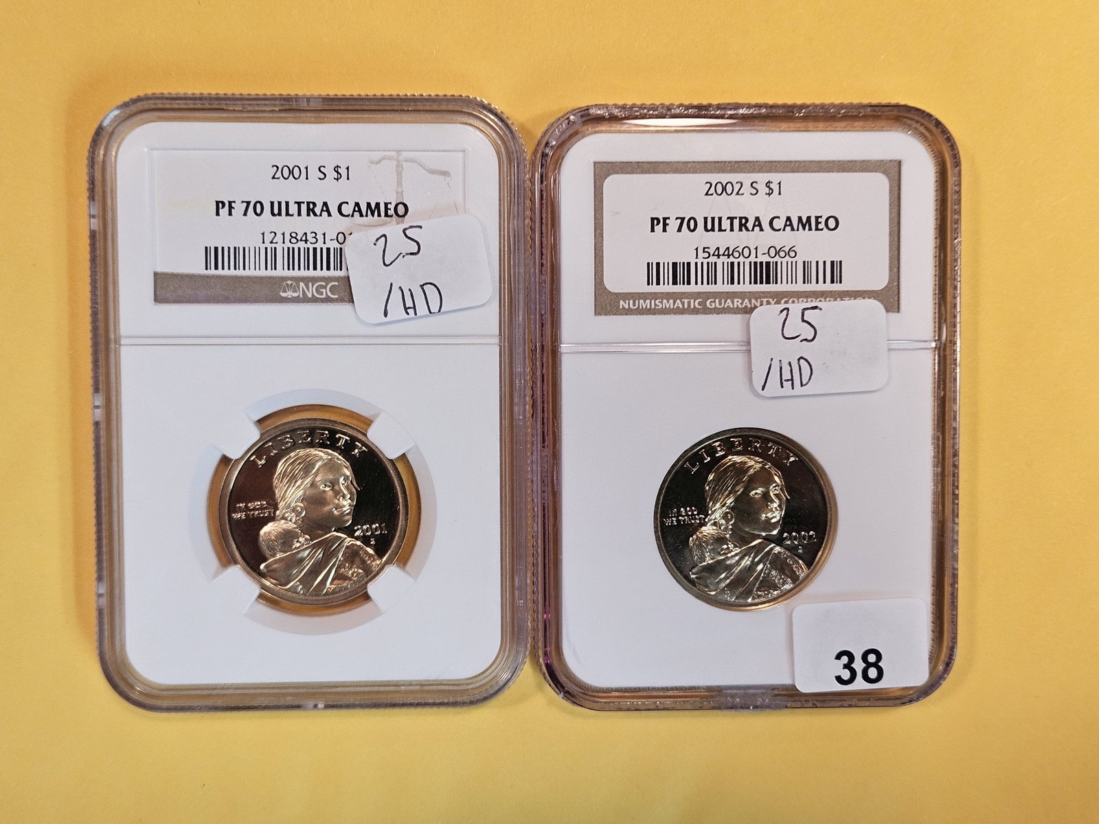 PERFECT! Two NGC-graded Proof 70 Ultra Cameo Sacagawea Dollars: 2001 and 2002