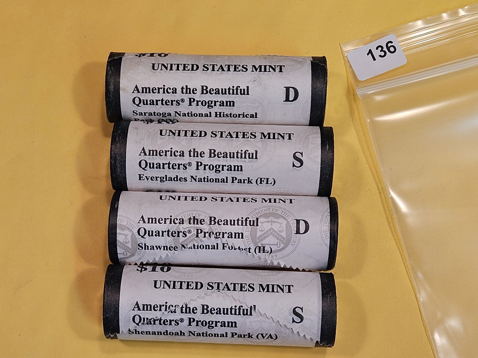 Four Original Mint-Wrapped Brilliant Uncirculated Washington Quarters (1 of 2)