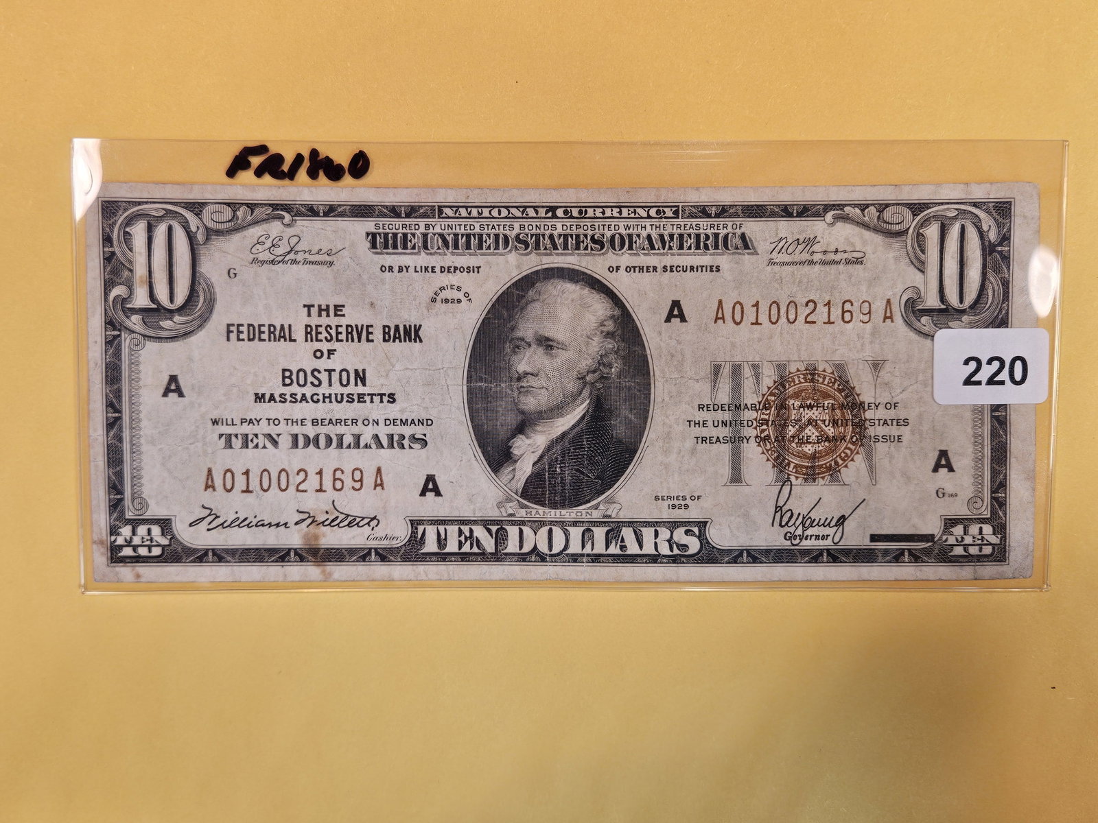 Series of 1929 Ten Dollar National Currency: Boston. FR 1860