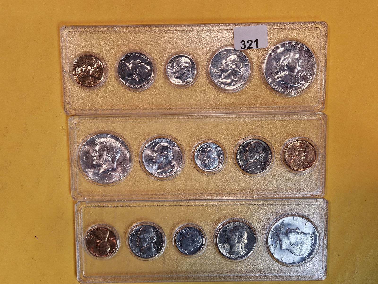 1960 Proof, 1964 BU and 1968 BU US Coin Sets (1 of 5)