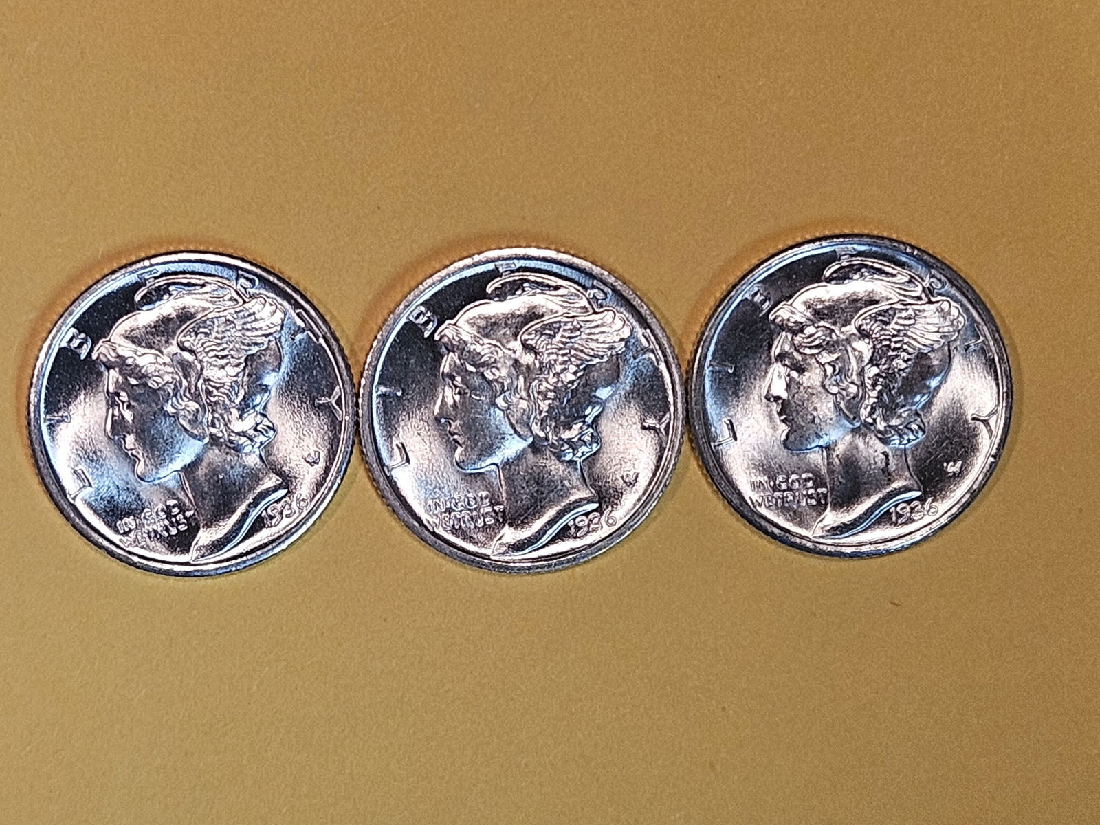 1936 P-D-S Trio of silver Mercury Dimes (1 of 5)