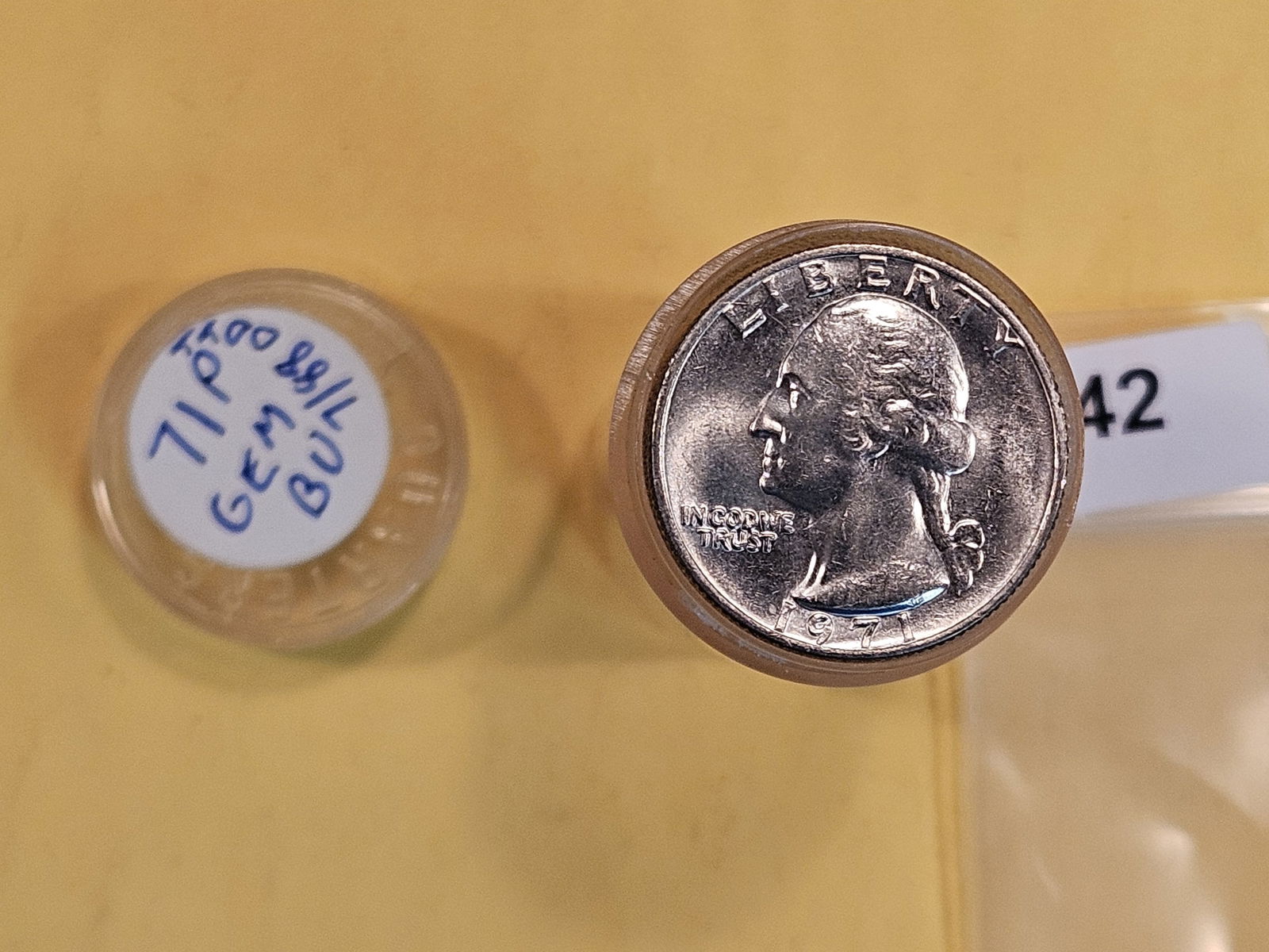Better date GEM Brilliant Uncirculated roll of 1971 Washington Quarters (1 of 2)
