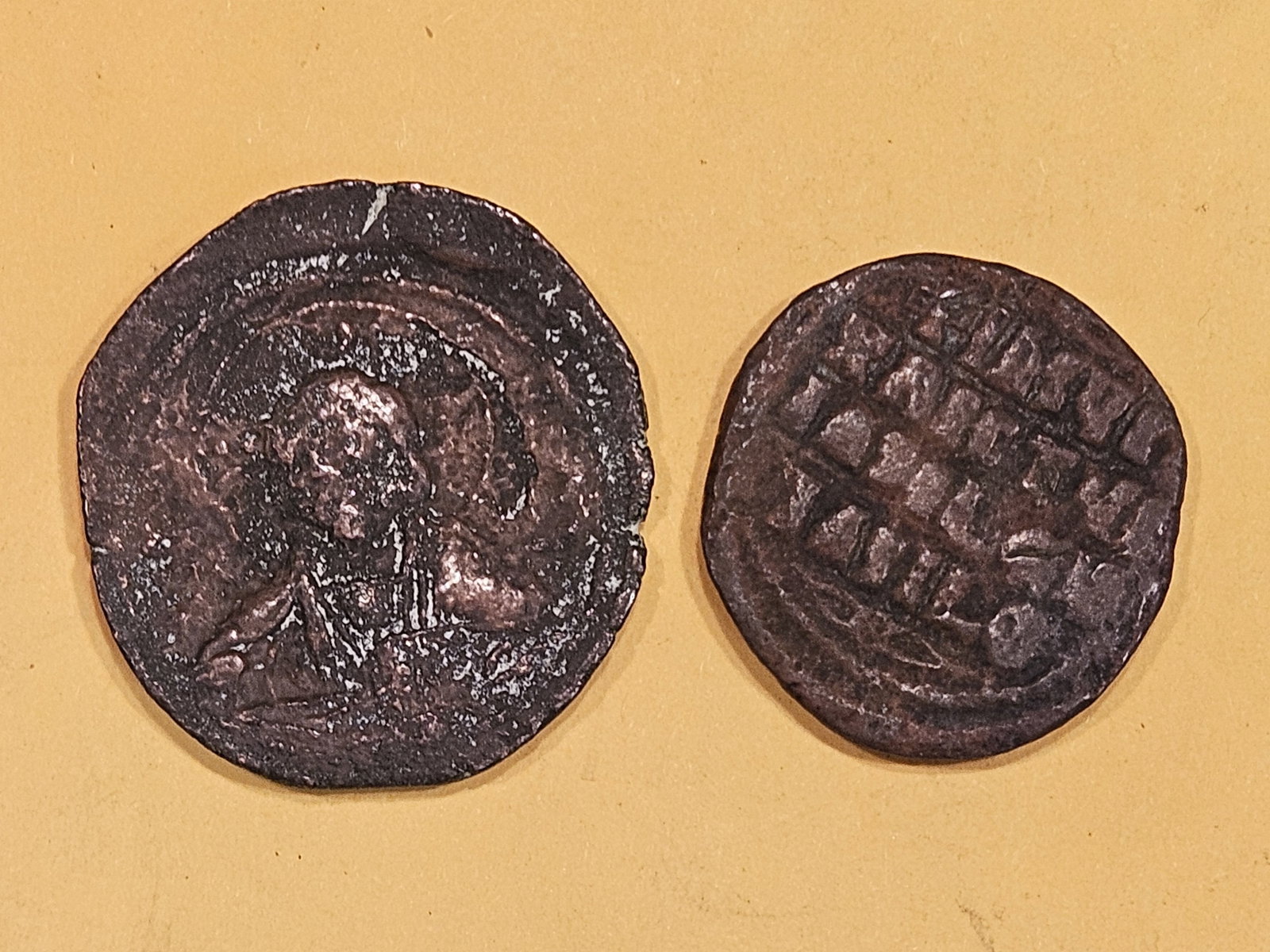 Two Byzantine Follis': 10th and 11th century