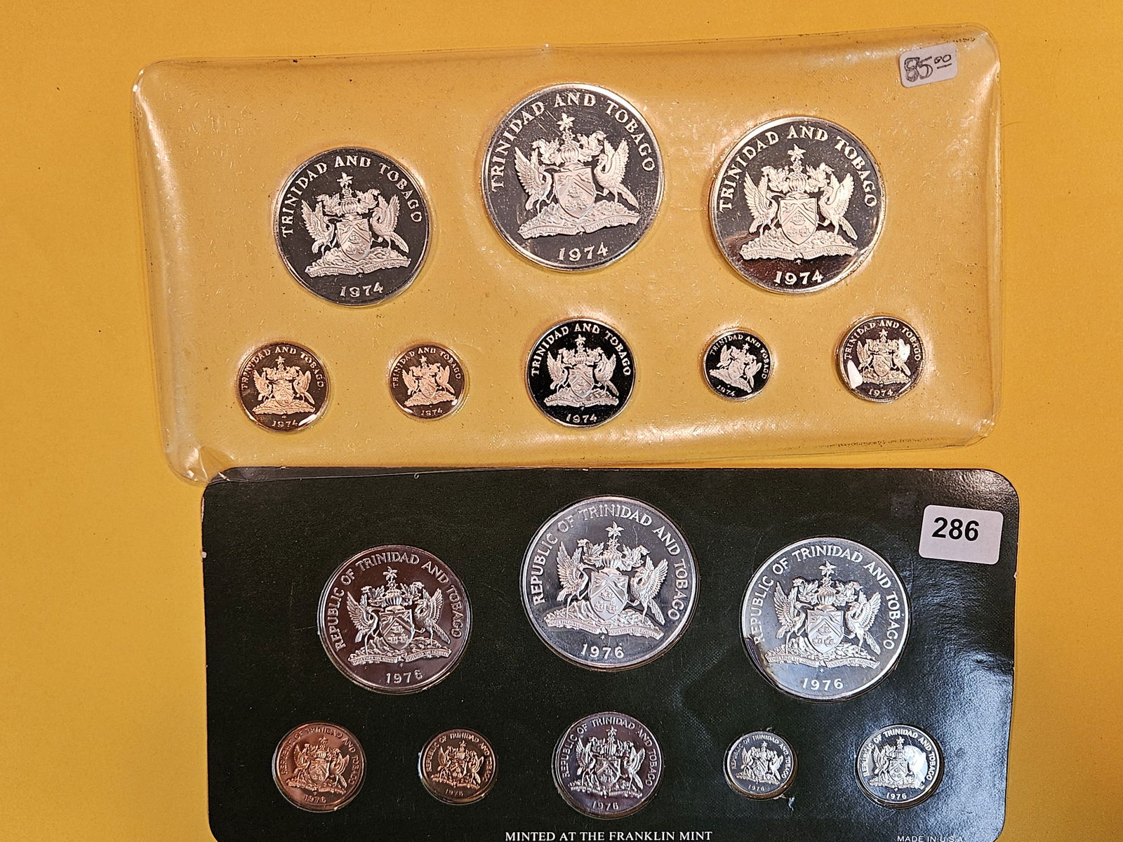 Two 1974 GEM Proof Deep Cameo Trinidad and Tobago Silver Coin Sets (1 of 5)