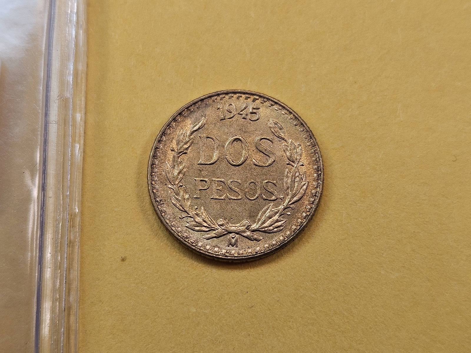 GOLD! Brilliant Uncirculated 1945 Mexican Two Peso Gold: KM# 461