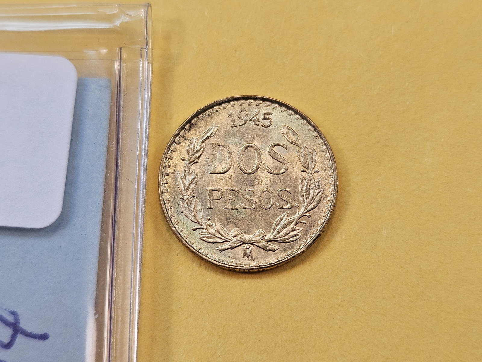 GOLD! Brilliant Uncirculated 1945 Mexican Two Peso Gold: KM# 461