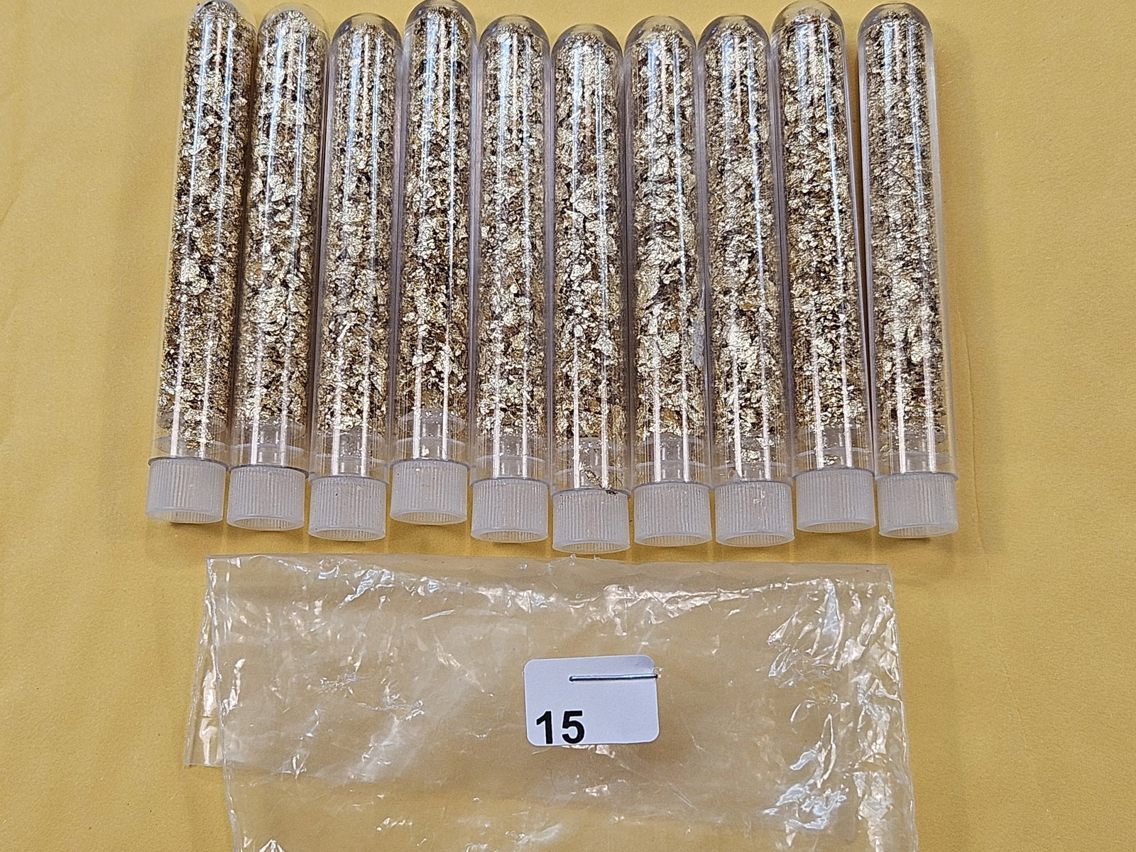 GOLD! Ten Vials of Gold Flake: No corn in these Flakes