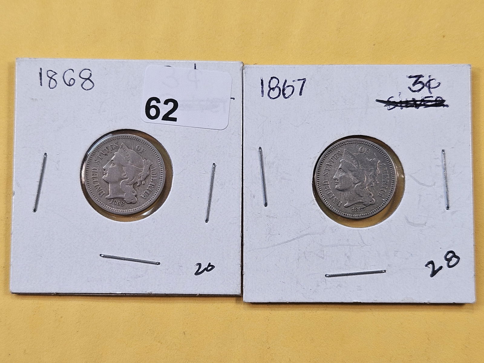 Two 3-Cent Nickels (1 of 6)