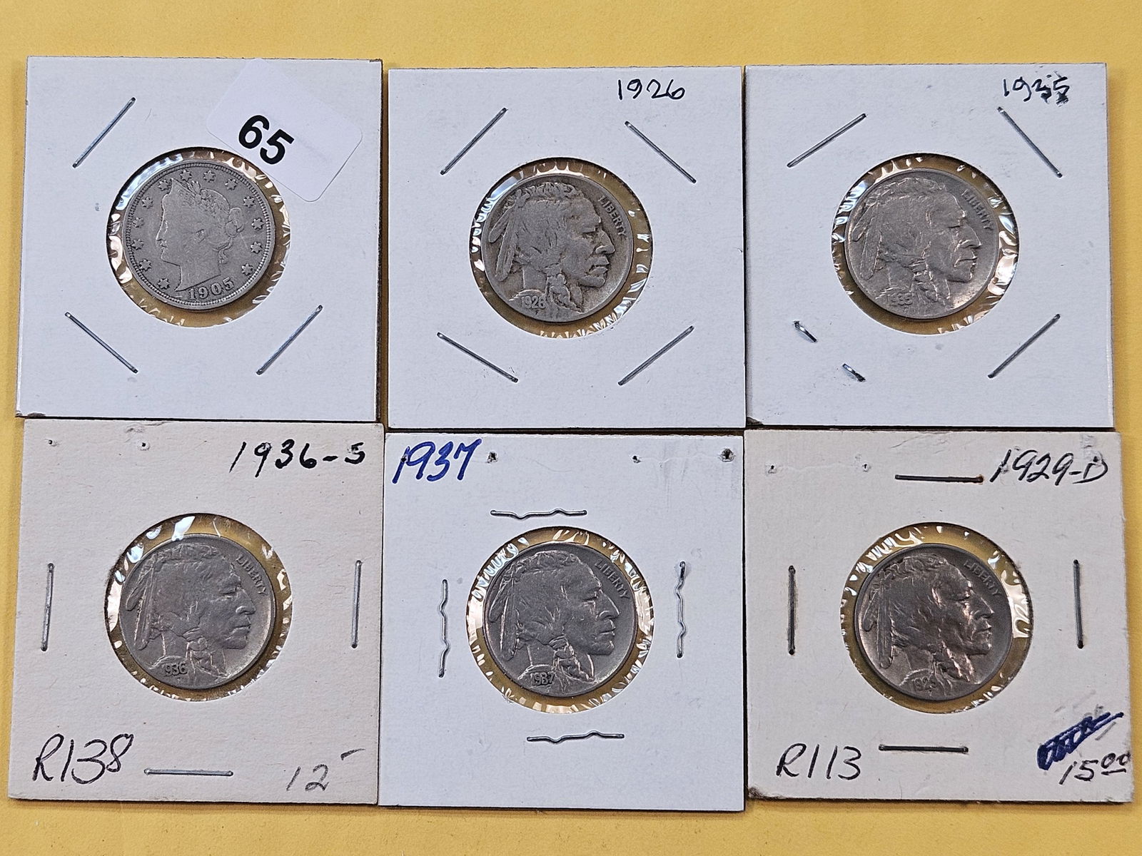 Five Buffalo Nickels and a Liberty V Nickel (1 of 8)