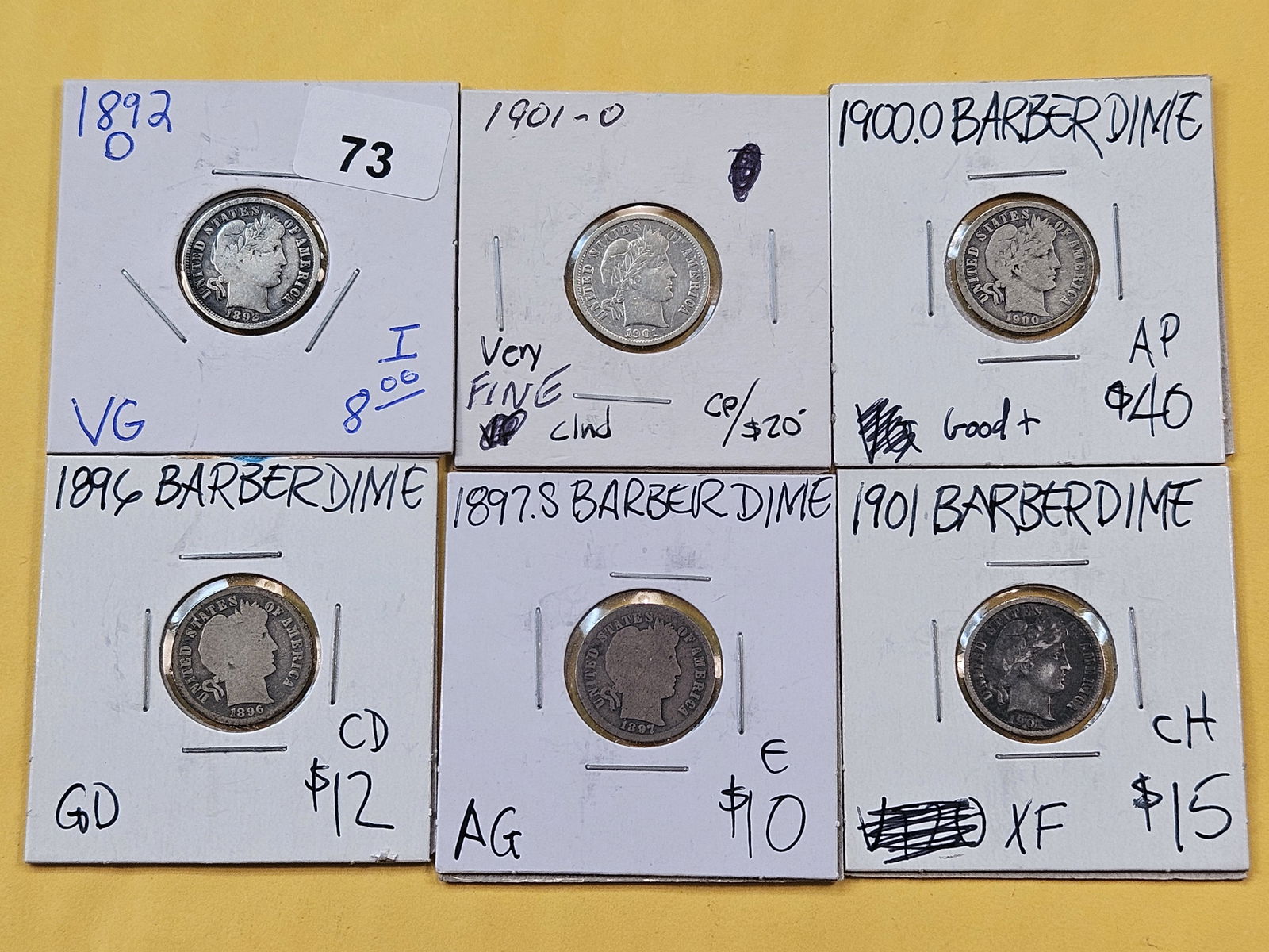 Six Little Better Barber Silver Dimes (1 of 8)