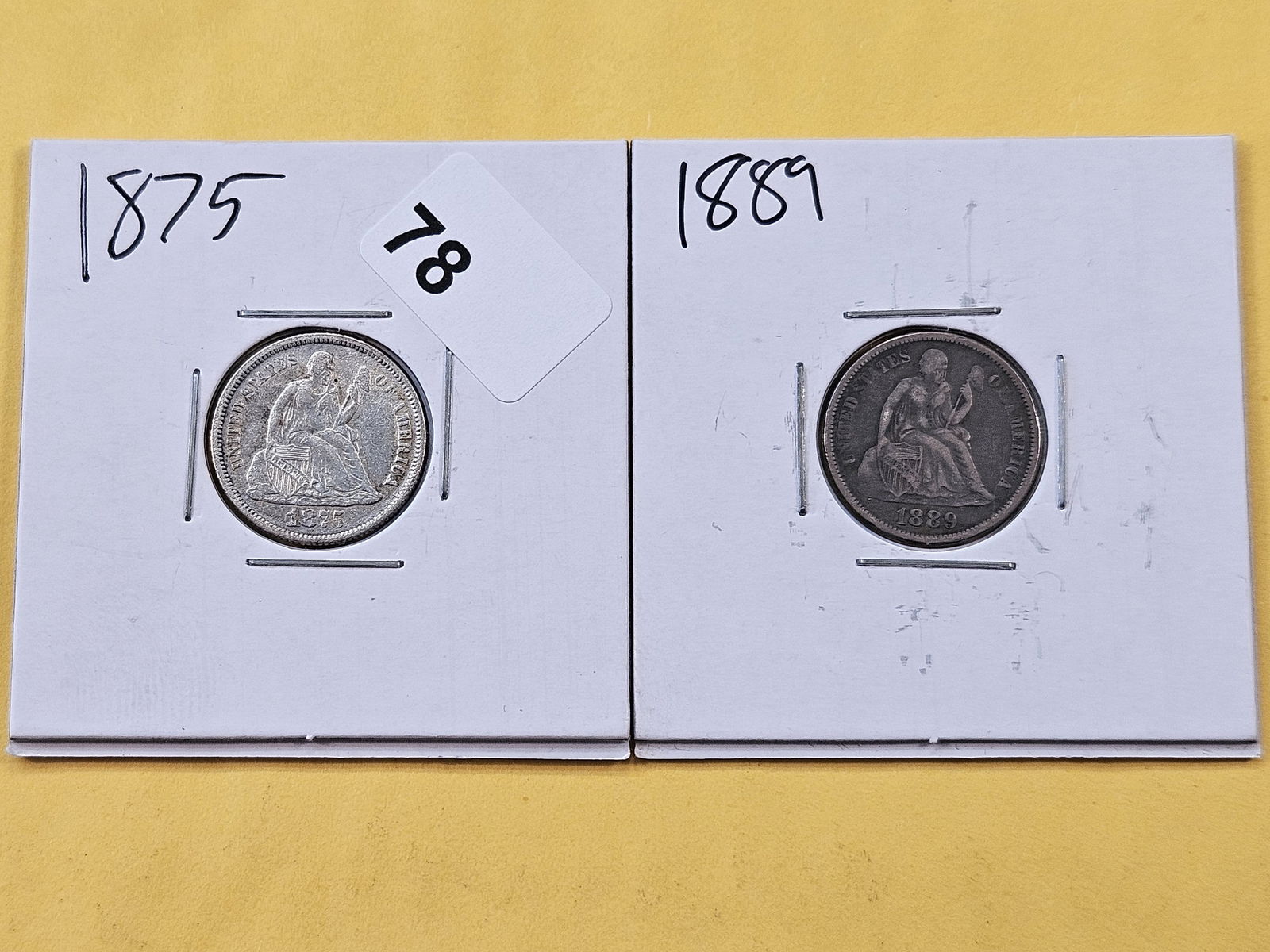 Two Seated Liberty Silver Dimes (1 of 6)