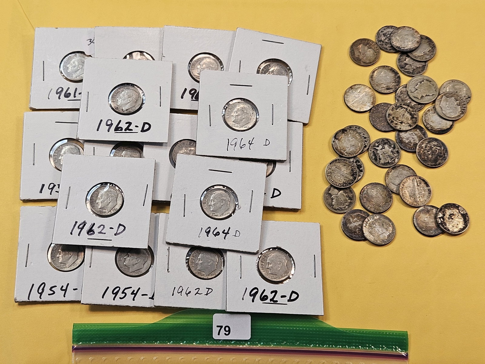 Forty-five Silver Dimes, mostly Jeffersons with a few Mercurys: Mixed Dates and Mint marks