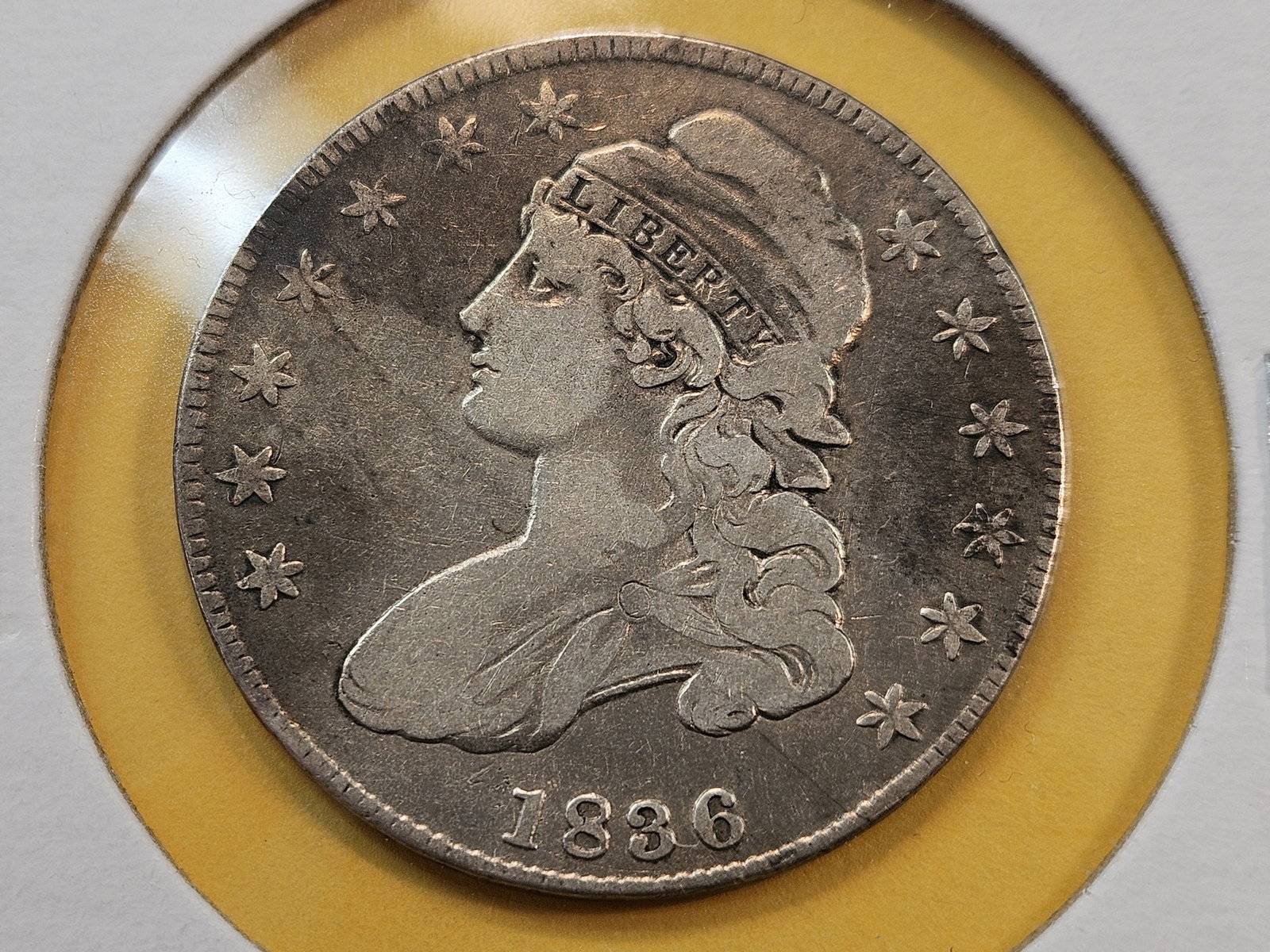 1836 Capped Bust Half Dollar: In Very Good plus