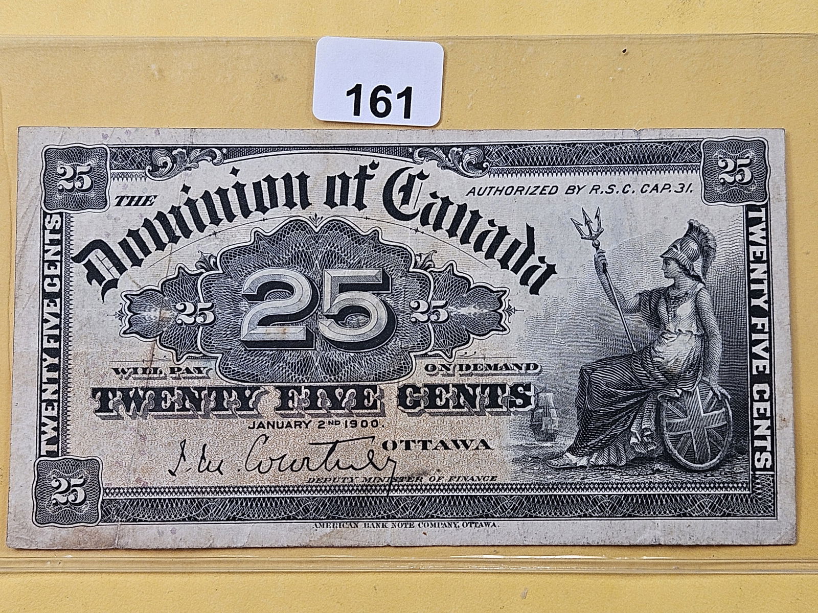 Series of 1900 Dominion of Canada Twenty-five Cent Fractional Note (1 of 2)