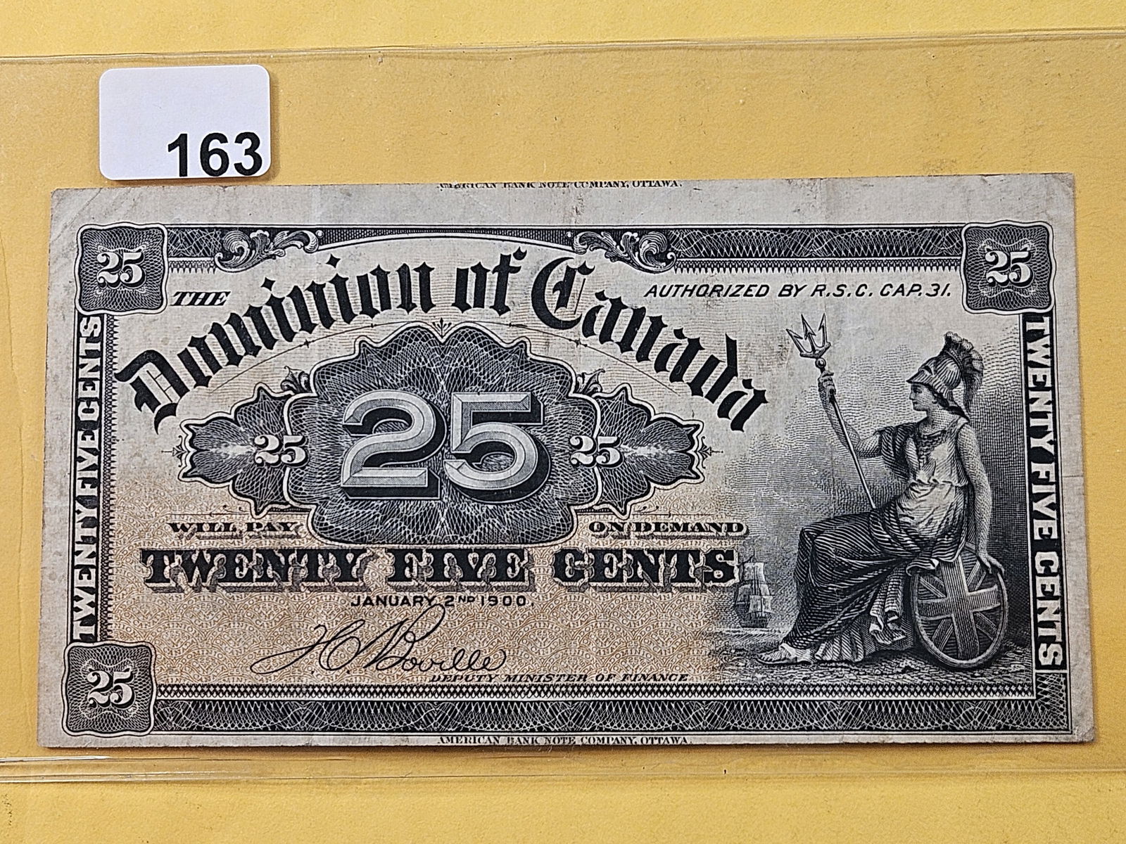 Series of 1900 Dominion of Canada Twenty-five Cent Fractional Note (1 of 2)