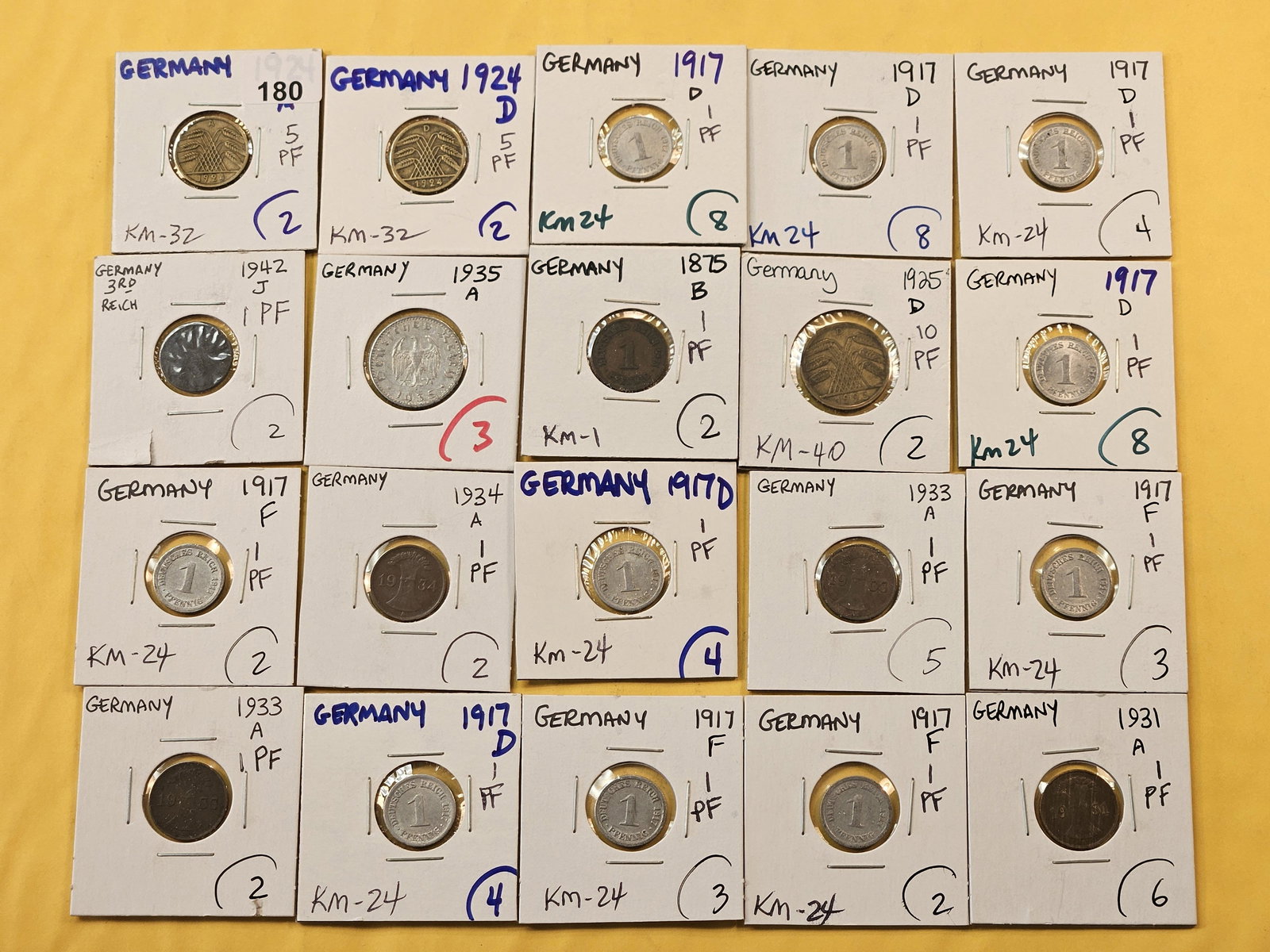 Twenty Circulated- About Uncirculated World coins from Germany (1 of 6)
